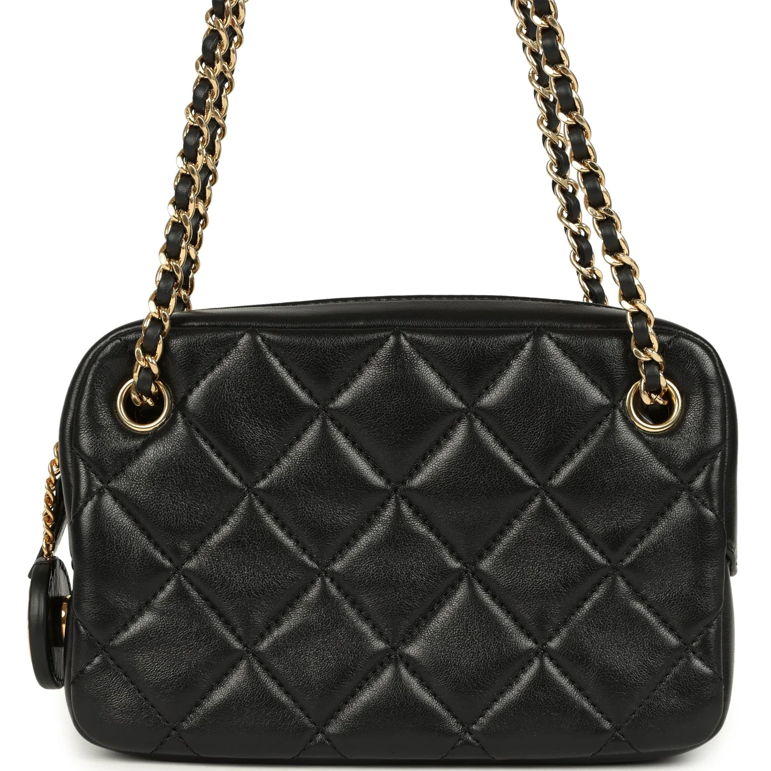 Chanel Mini Camera Case Bag Black Shiny Lambskin Gold Hardware