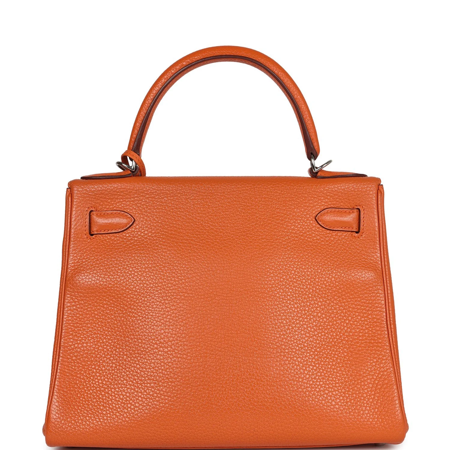 Pre-owned Hermes Kelly Retourne 28 Orange Togo Palladium Hardware