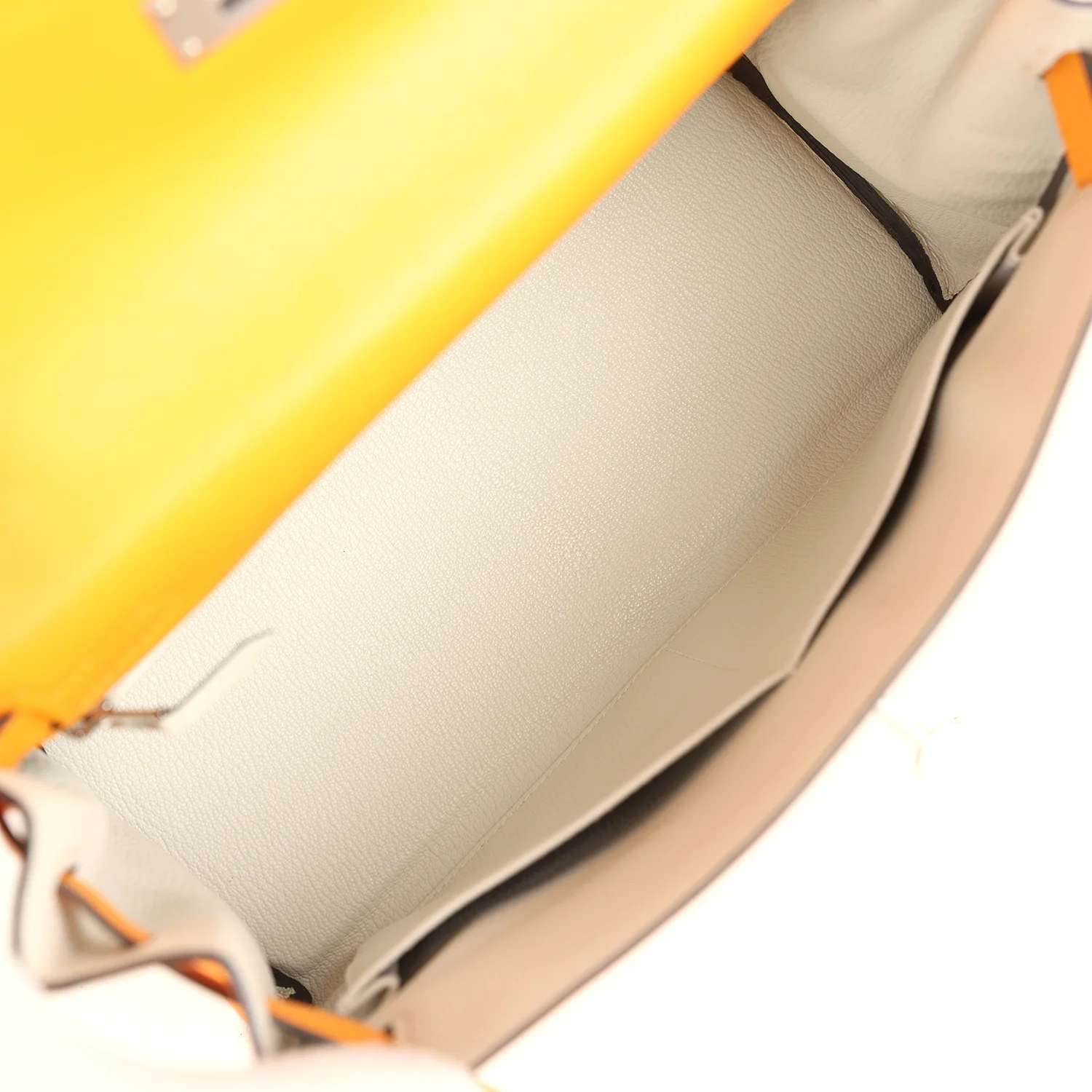 Hermes Special Order (HSS) Kelly Retourne 28 Jaune D'Or Swift Brushed Palladium Hardware