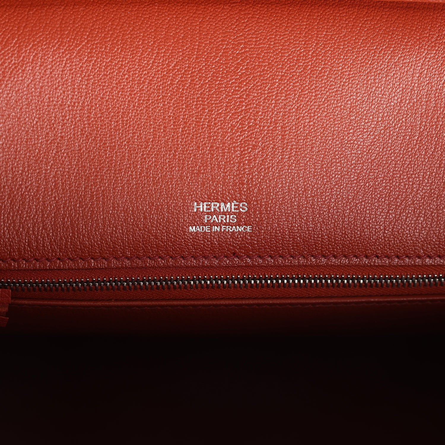 Pre-owned Hermes Birkin 30 Ghillies Brique Clemence and Evercolor Palladium Hardware