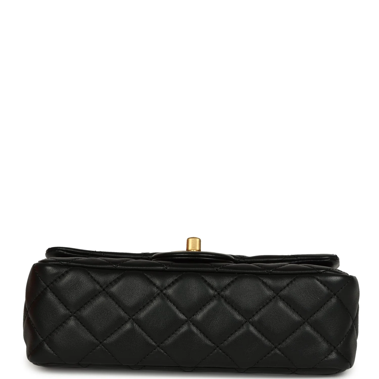 Chanel Mini Pearl Crush Rectangular Flap Bag Black Lambskin Brushed Gold Hardware