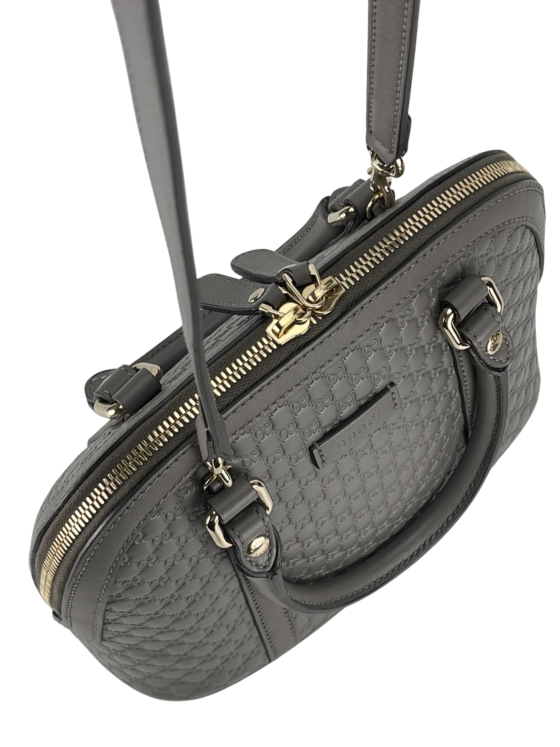 GUCCI - Grey GG 2way Micro Shima Shoulder bag