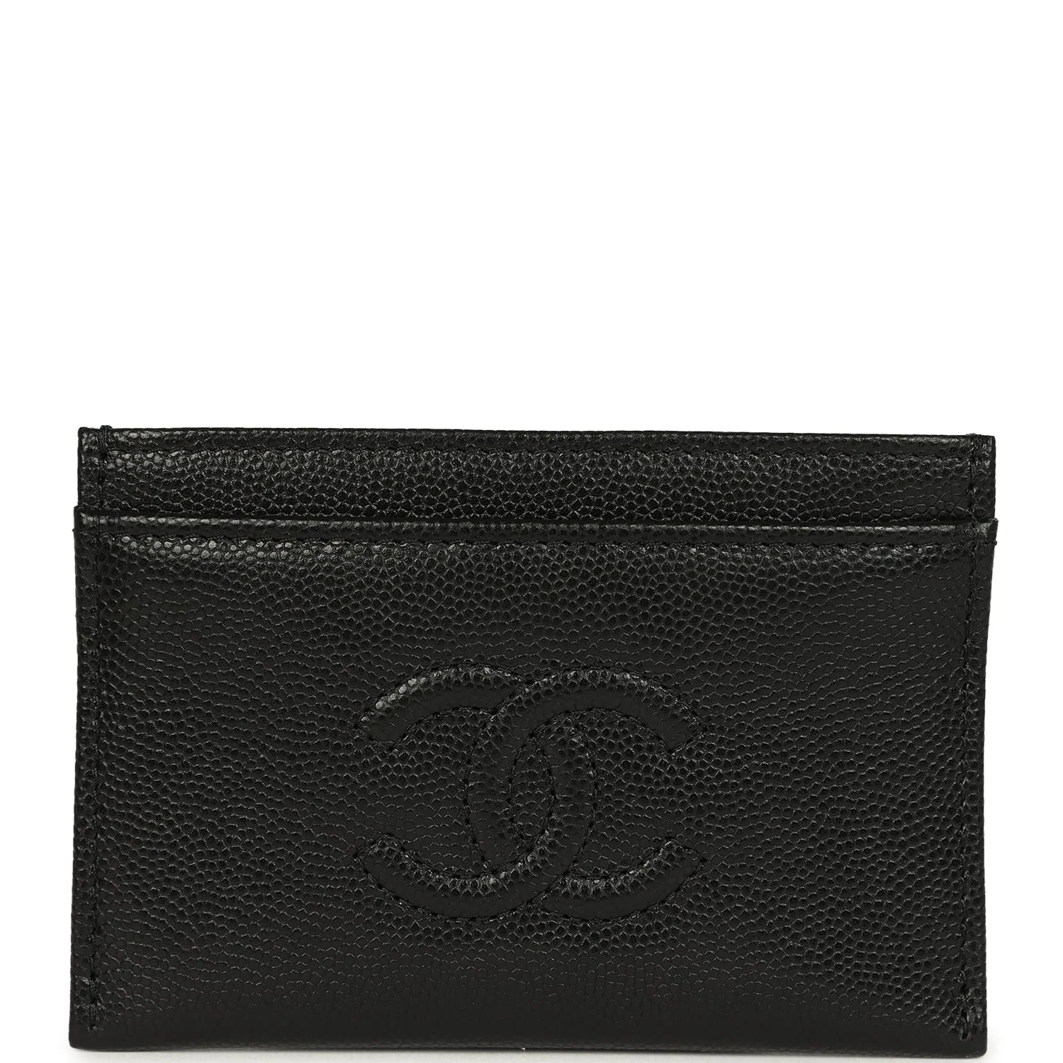 Chanel Classic CC Card Holder Wallet Black Shiny Caviar