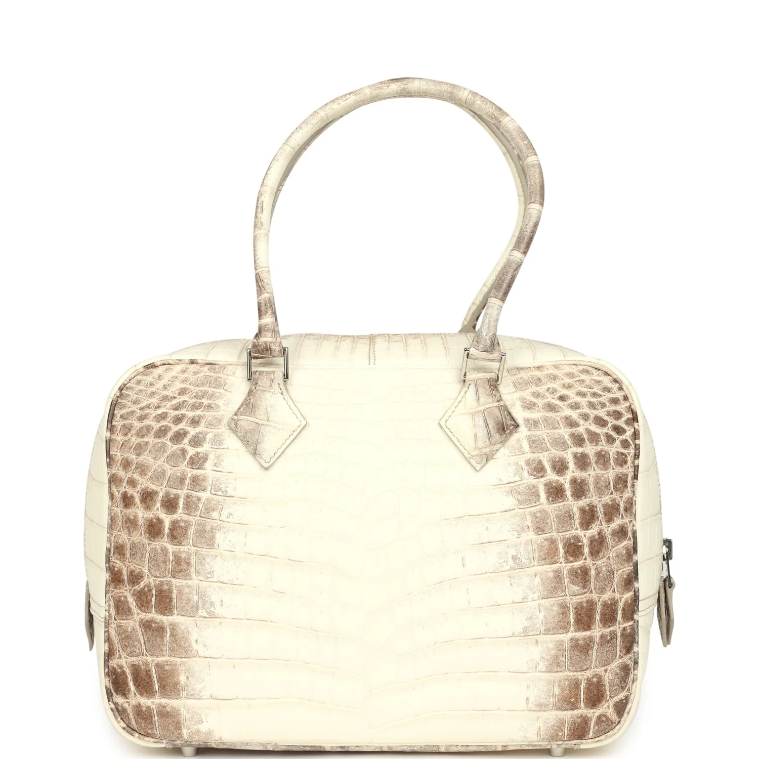 Pre-owned Hermes Plume 28 Himalaya Matte Niloticus Crocodile Palladium Hardware