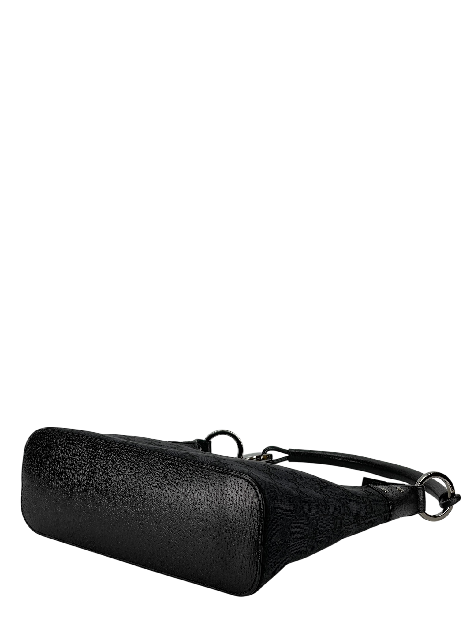 GUCCI - GG Black Canvas Shoulder Hobo Cloth Bag