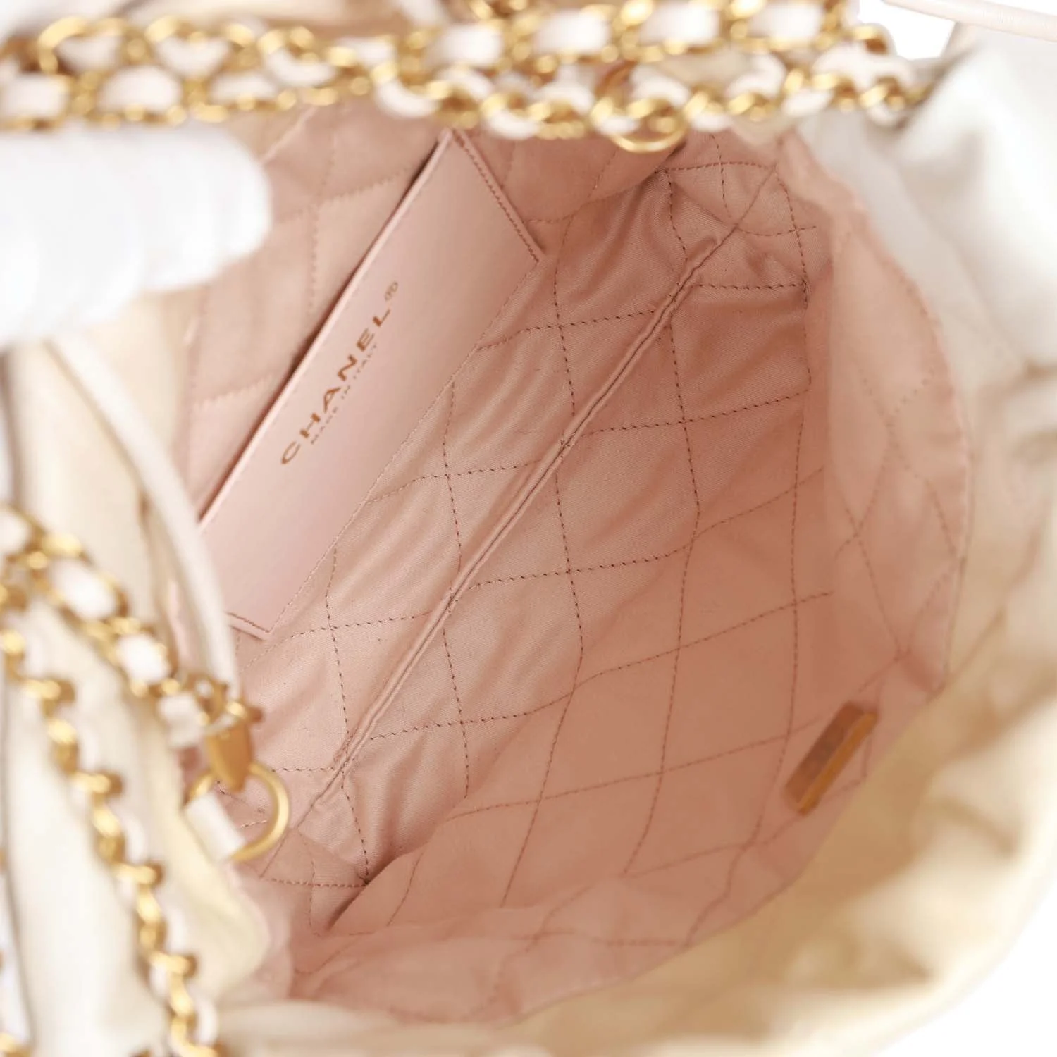 Chanel Mini 22 Bag Champagne Iridescent Calfskin Gold Hardware