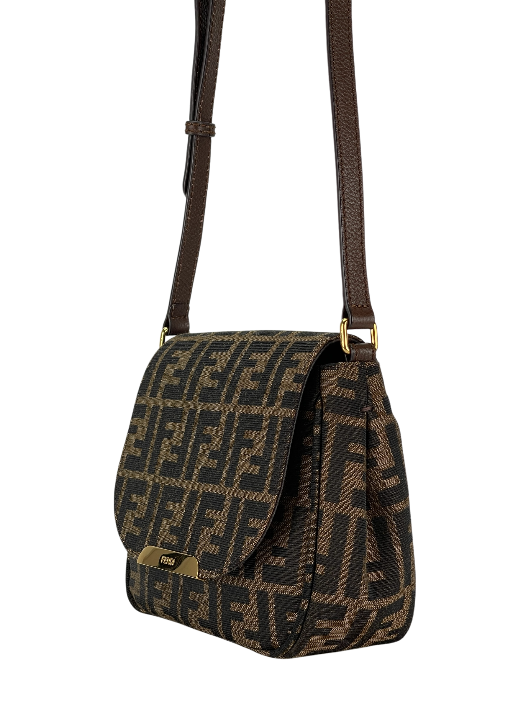 FENDI - Brown Zucca Canvas Crossbody Bag