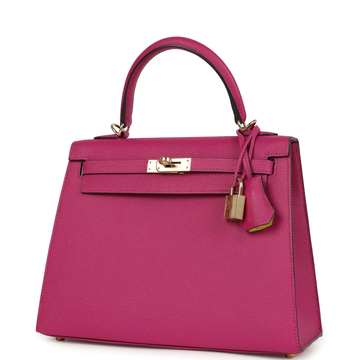 Pre-owned Hermes Special Order (HSS) Kelly Sellier 25 Rose Pourpre Verso Epsom Permabrass Hardware