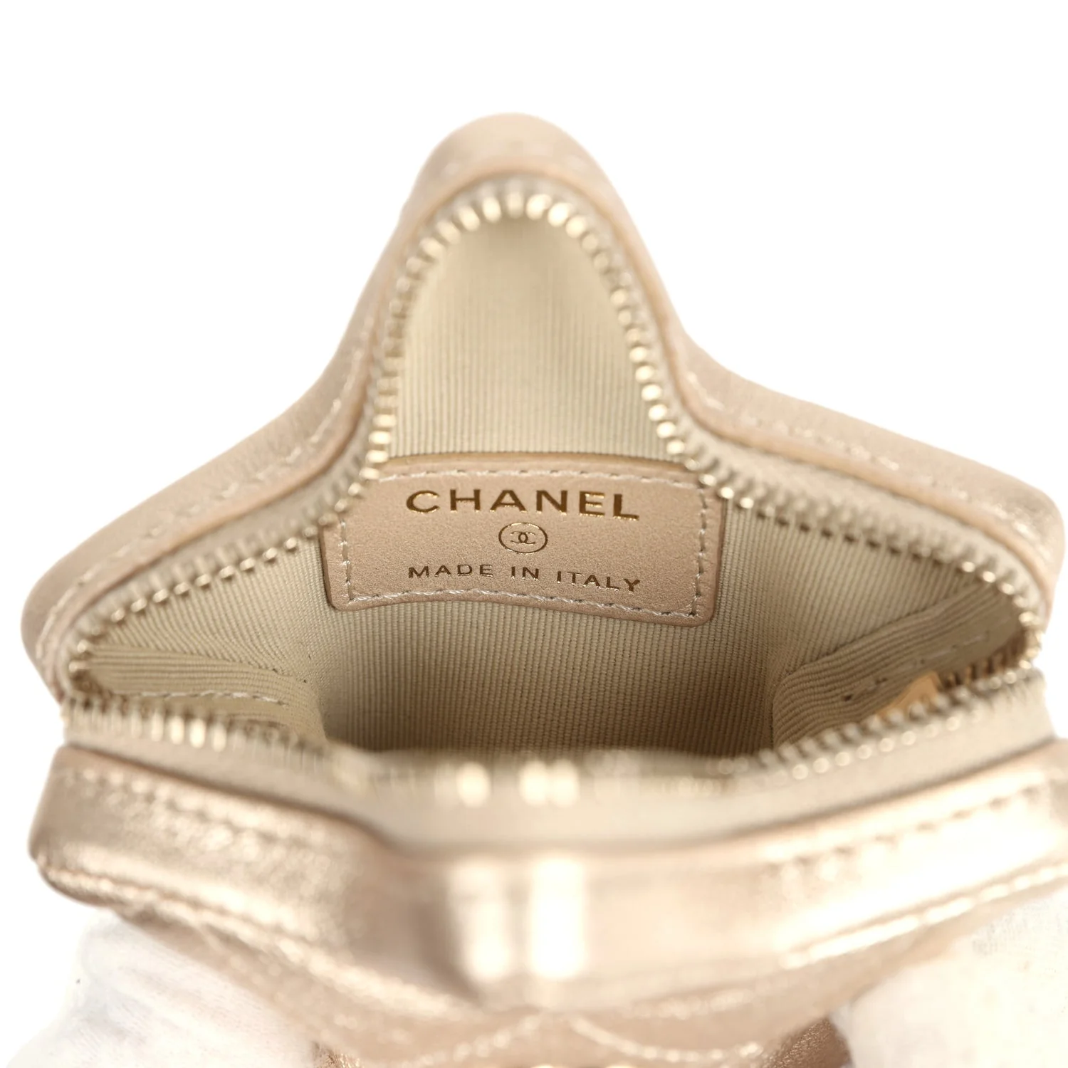 Chanel Walk Of Fame Star Clip-On Coin Purse Metallic Gold Goatskin Light Gold Hardware