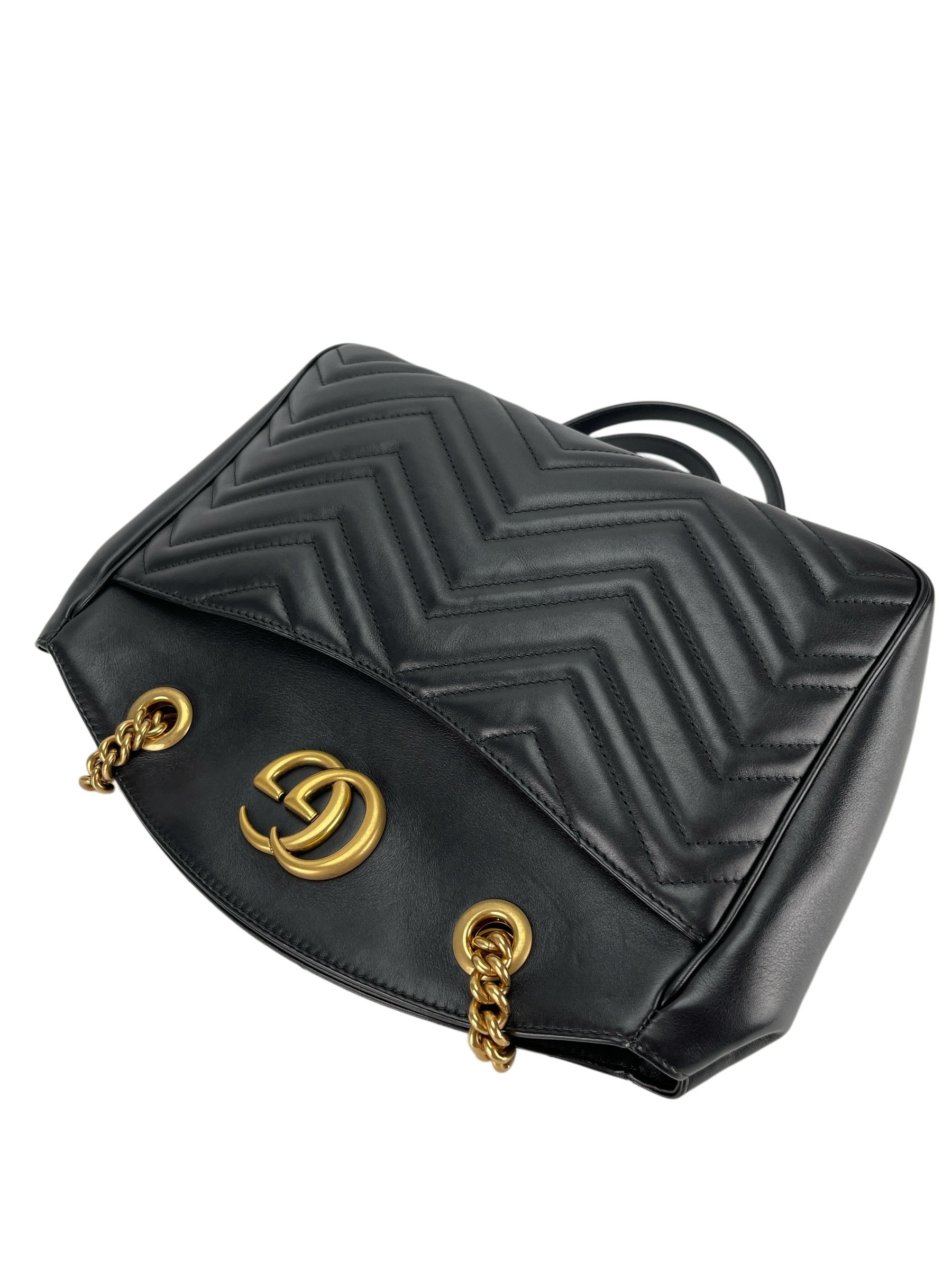 GUCCI - GG Marmont Open Top Shoulder Bag Black Matelassé