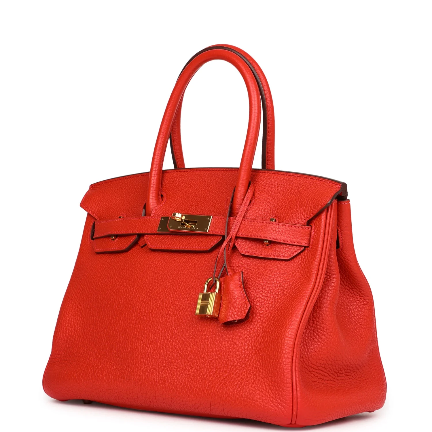 Pre-owned Hermes Birkin 30 Geranium Togo Gold Hardware