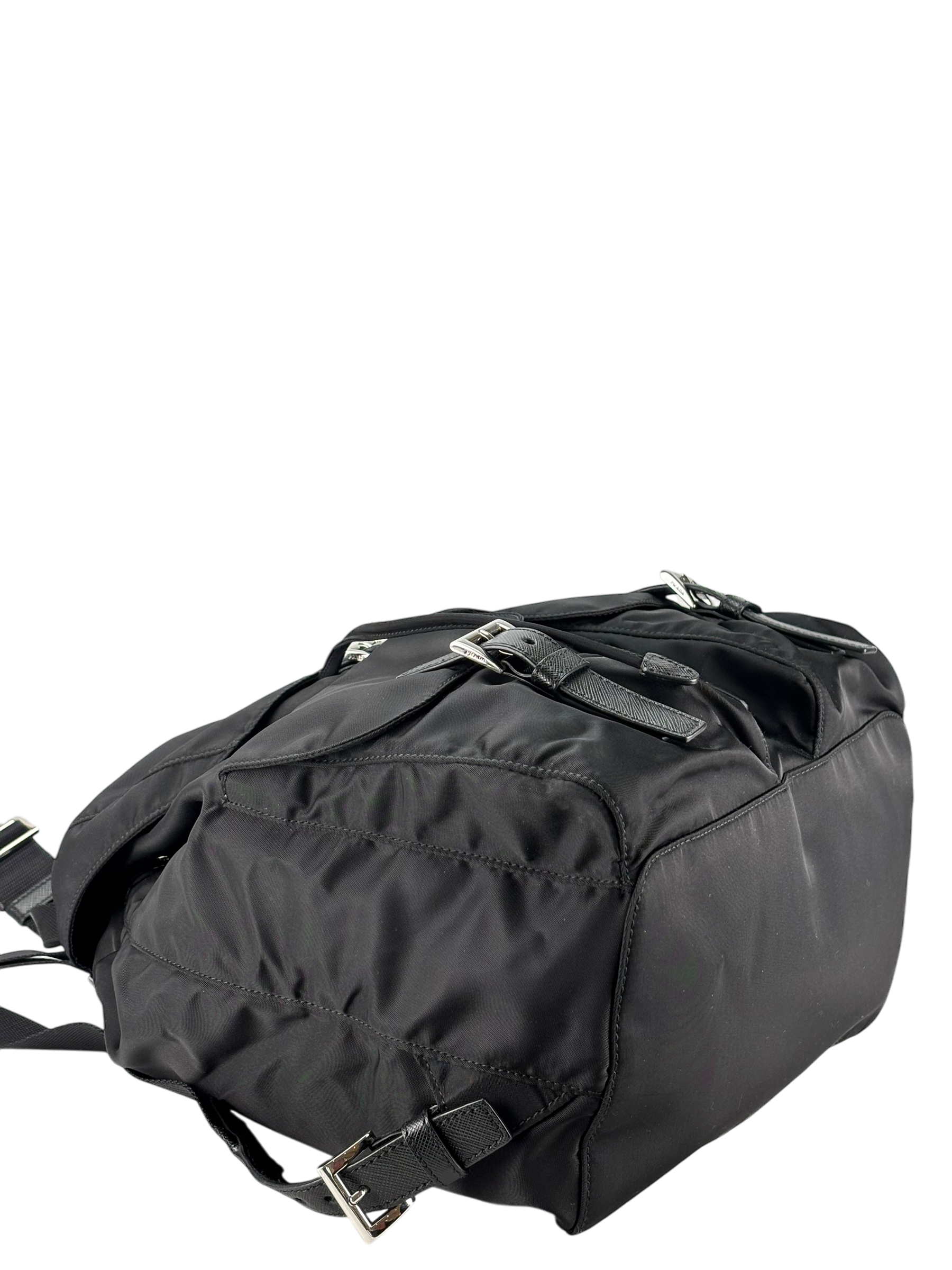 PRADA - Tessuto Nylon Soft Calfskin Medium Backpack Black