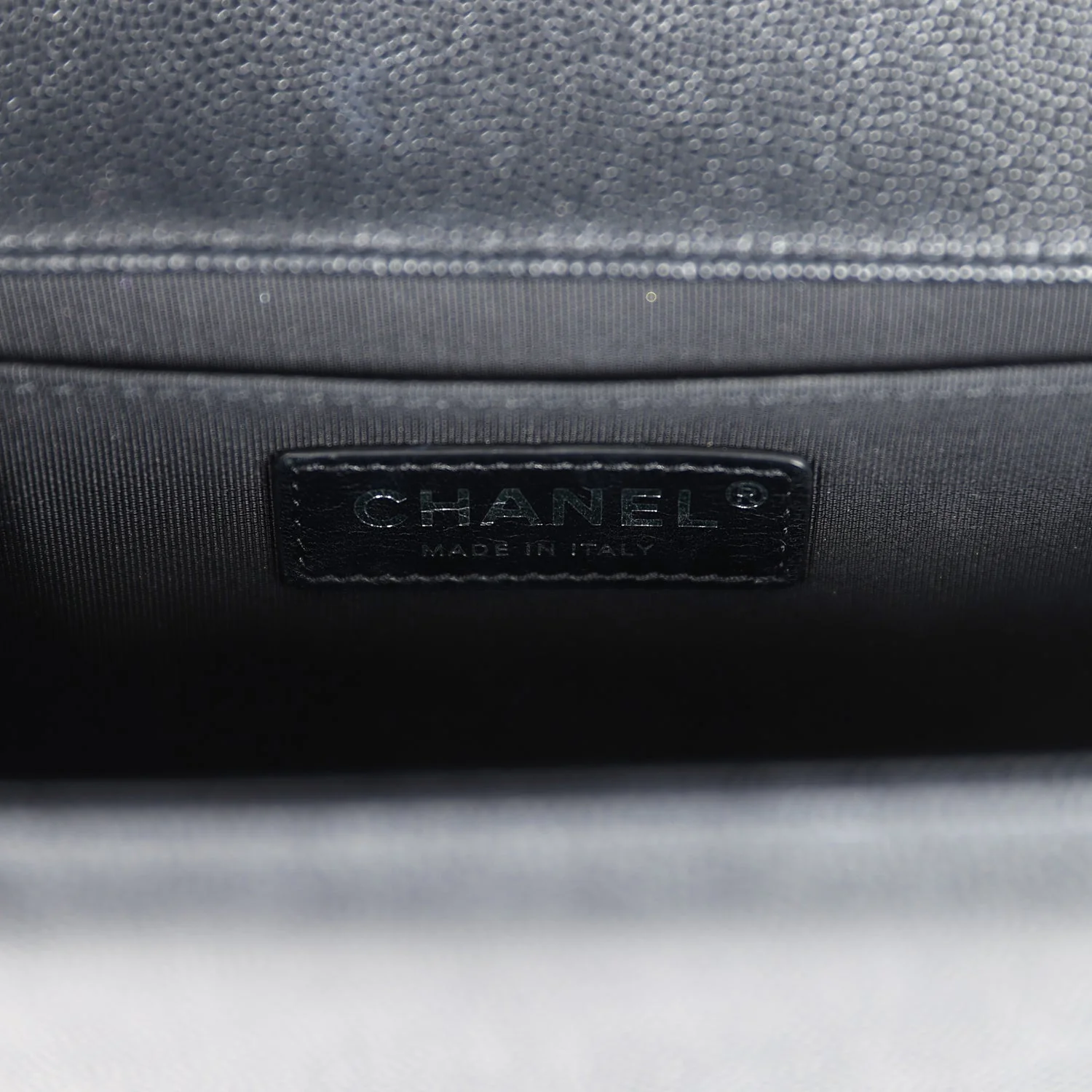 Pre-owned Chanel Medium Boy Bag Black Caviar Aged Ruthenium Hardware