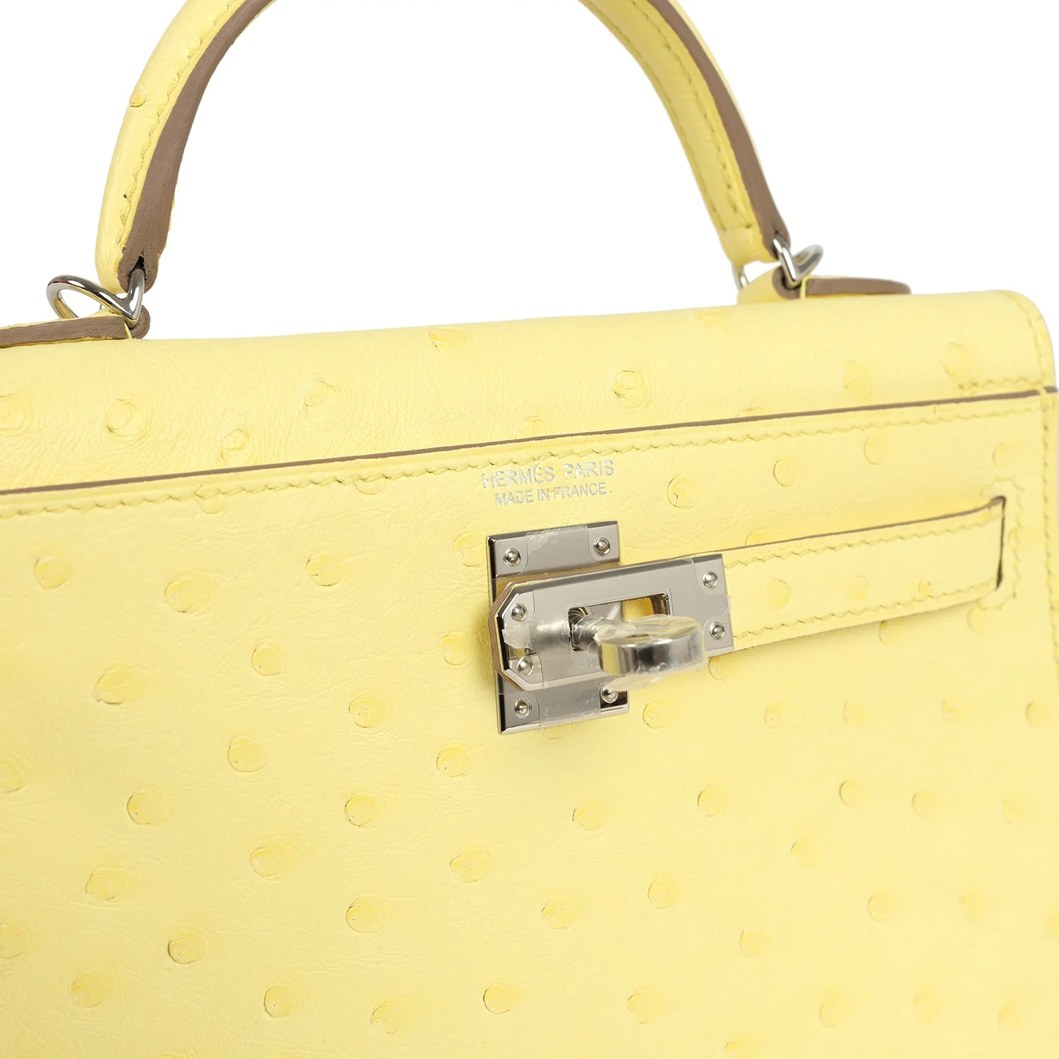 Hermes Kelly Sellier 20 Limoncello Ostrich Palladium Hardware