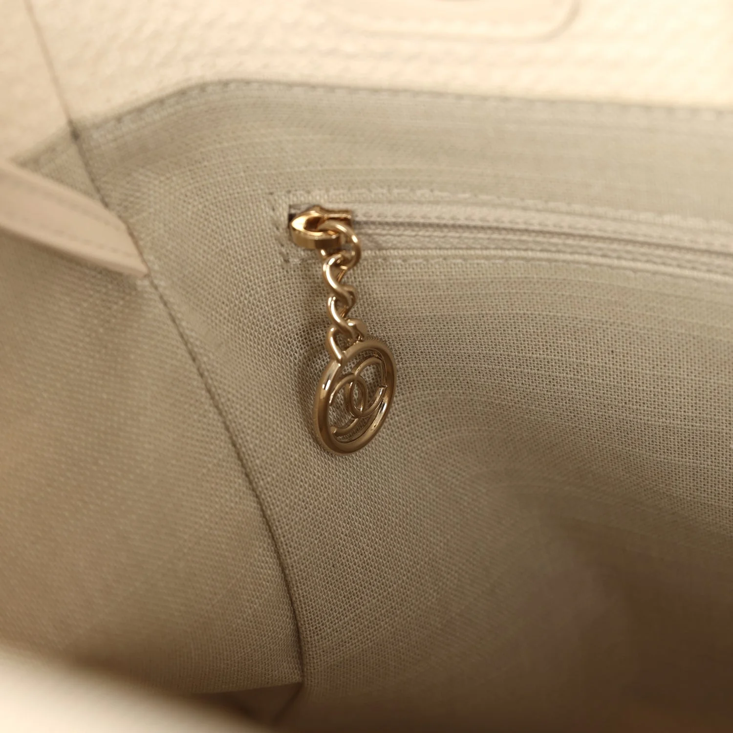 Chanel Small Deauville Shopping Tote Ivory Canvas Light Gold Hardware