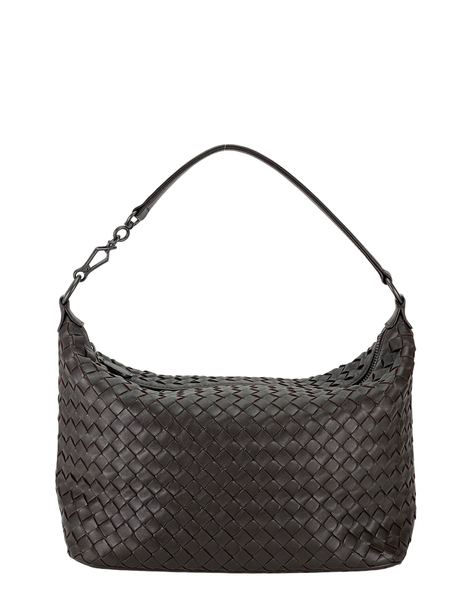 BOTTEGA VENETA - Zip Hobo Intrecciato Nappa Brown Calfskin