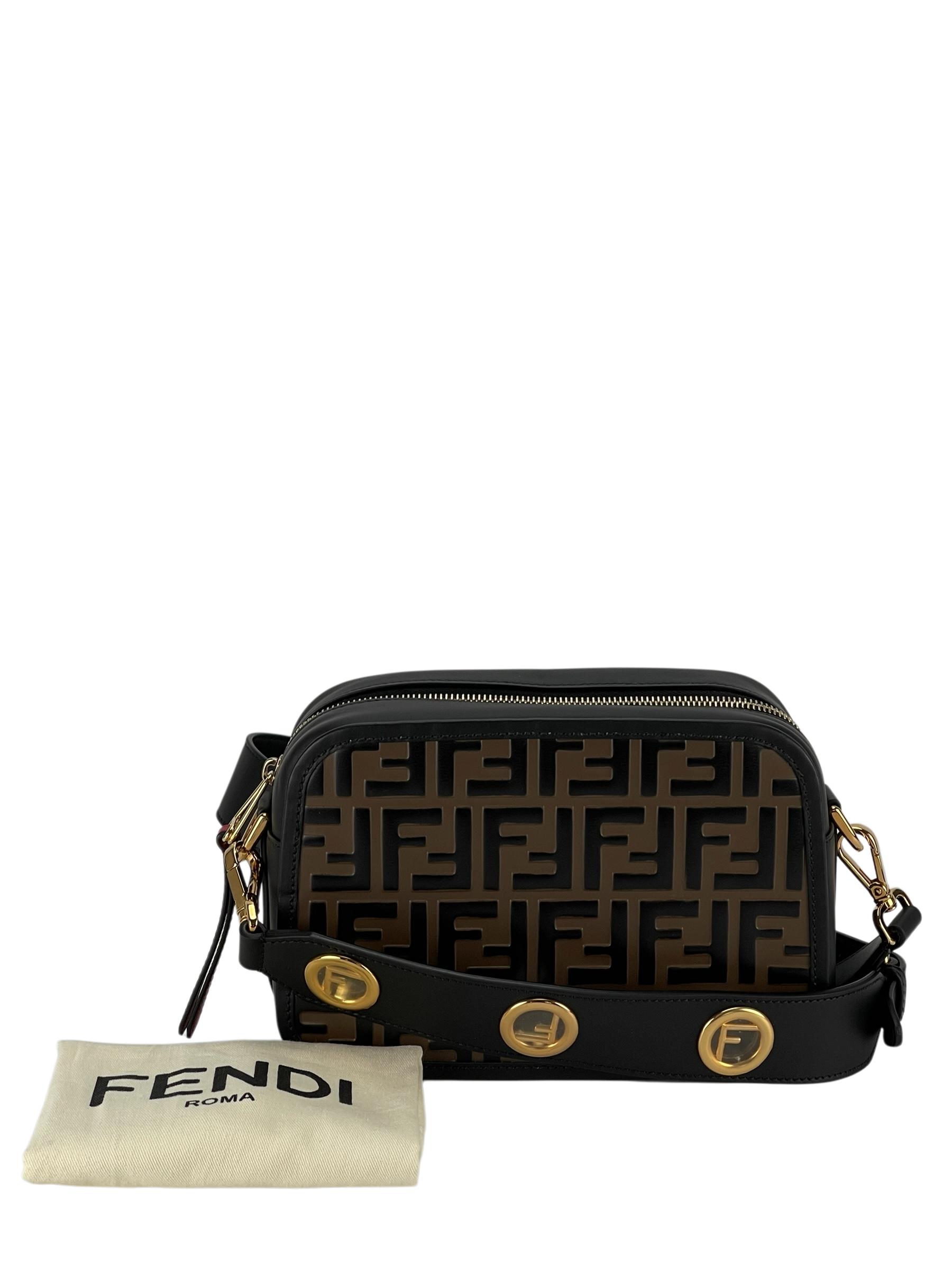 FENDI - Camera Case Zucca Embossed Leather