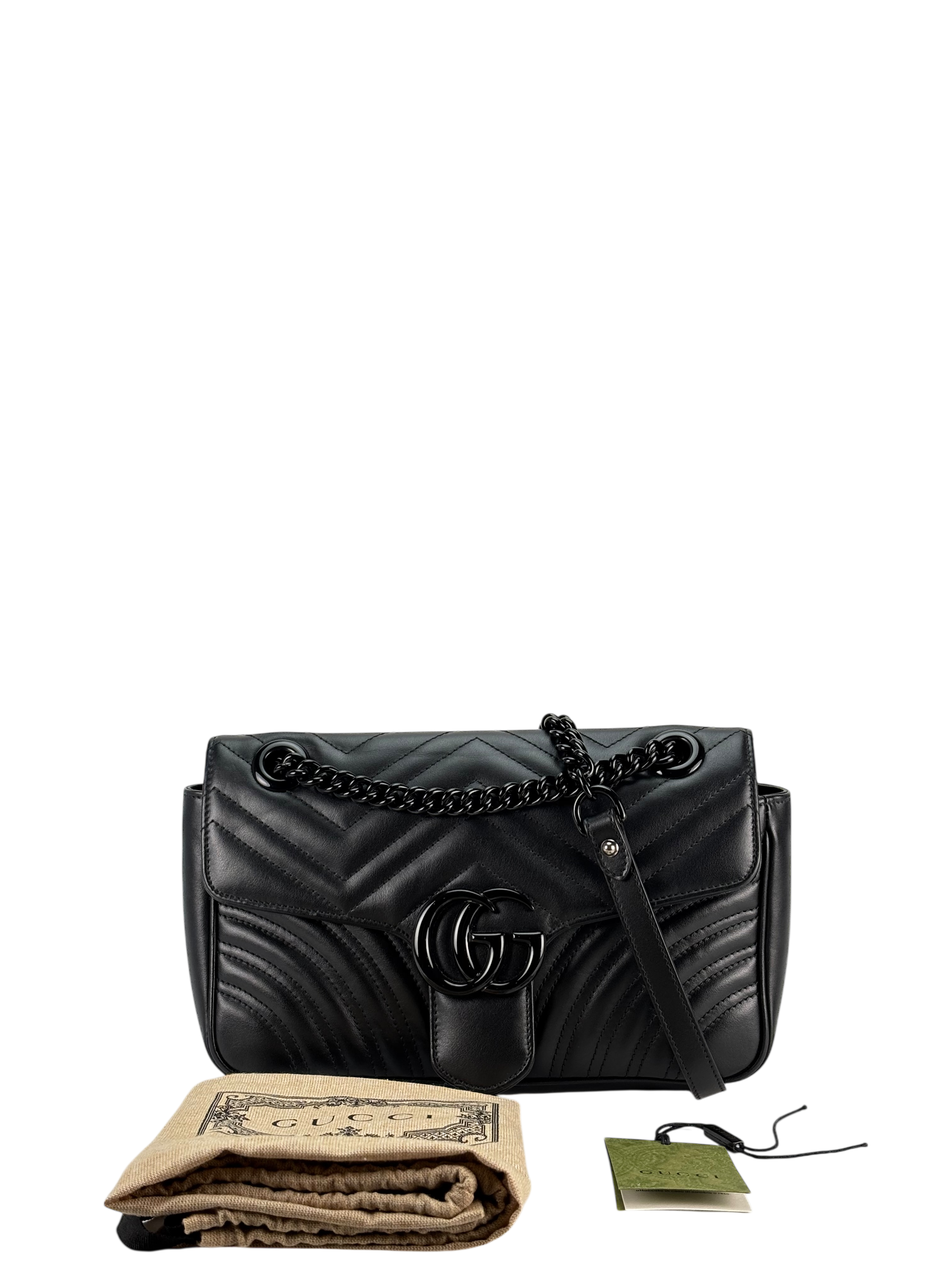GUCCI - Black GG Marmont Medium Matelasse Shoulder Bag