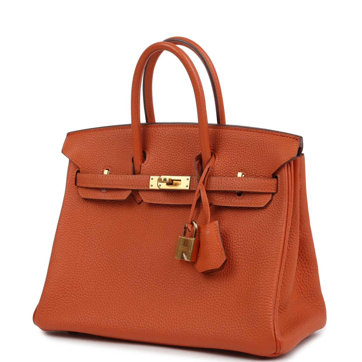 Pre-owned Hermes Birkin 25 Orange Togo Gold Hardware
