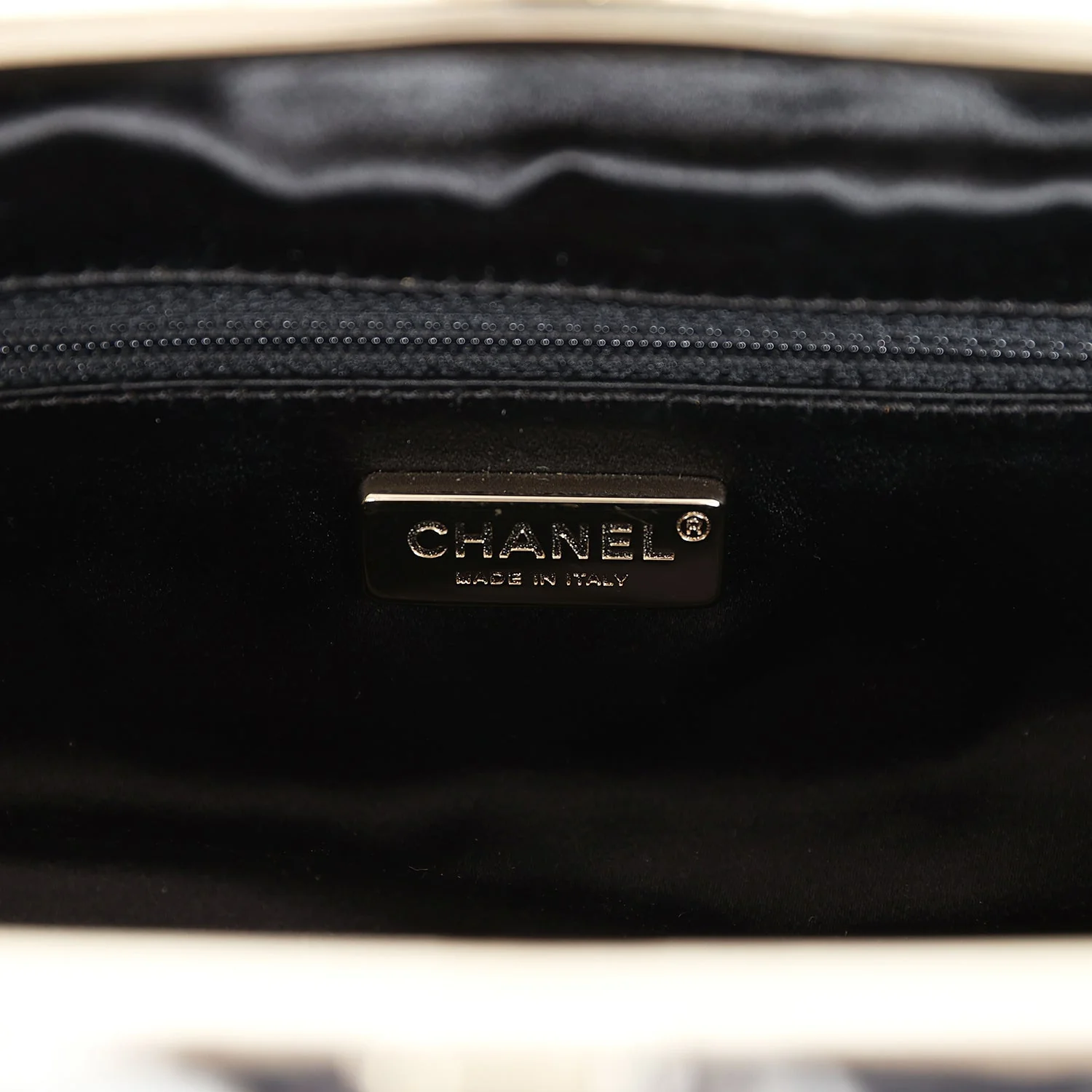 Chanel Clutch Black and White Floral Lace Gold Hardware