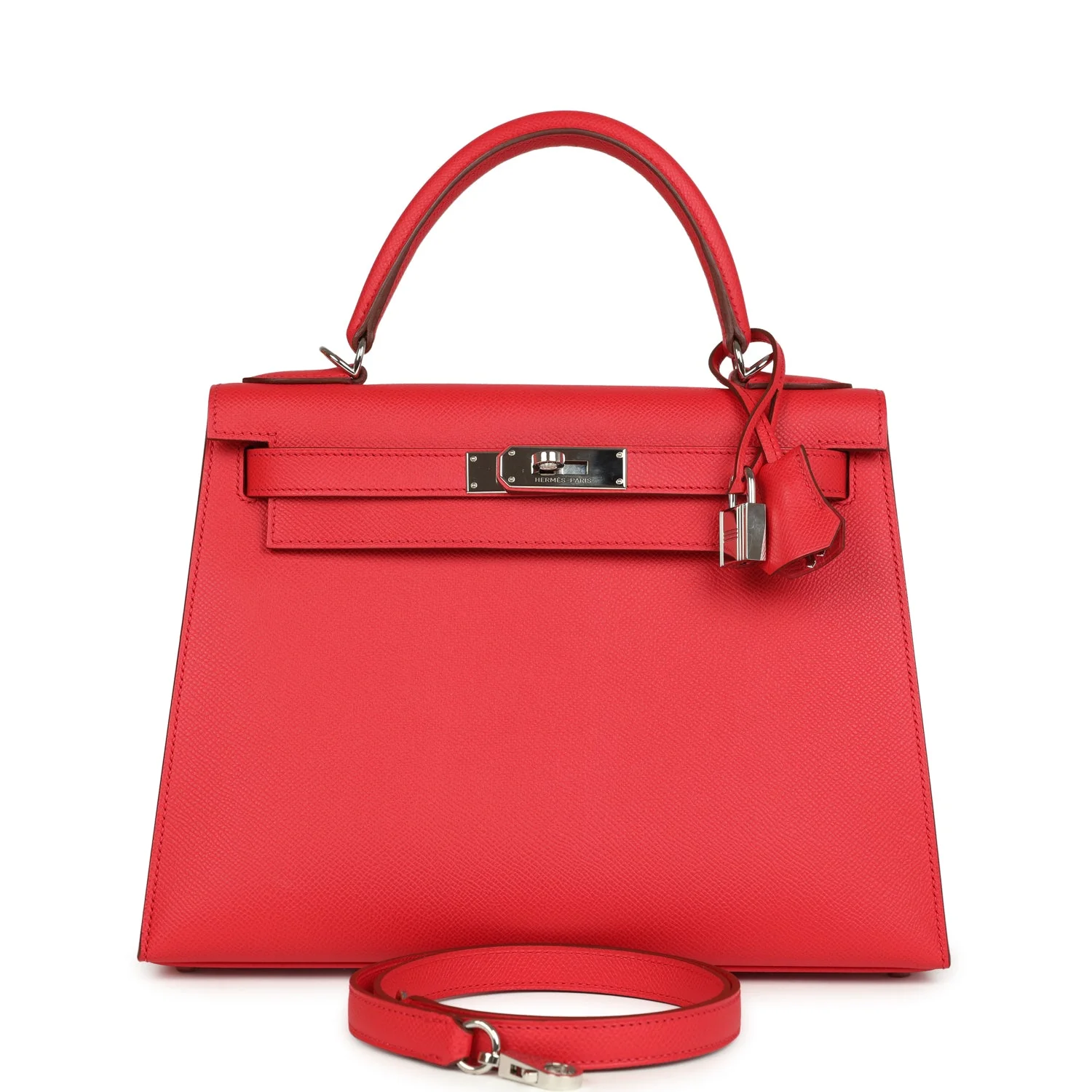 Pre-owned Hermes Kelly Sellier 28 Bougainvillea Epsom Palladium Hardware
