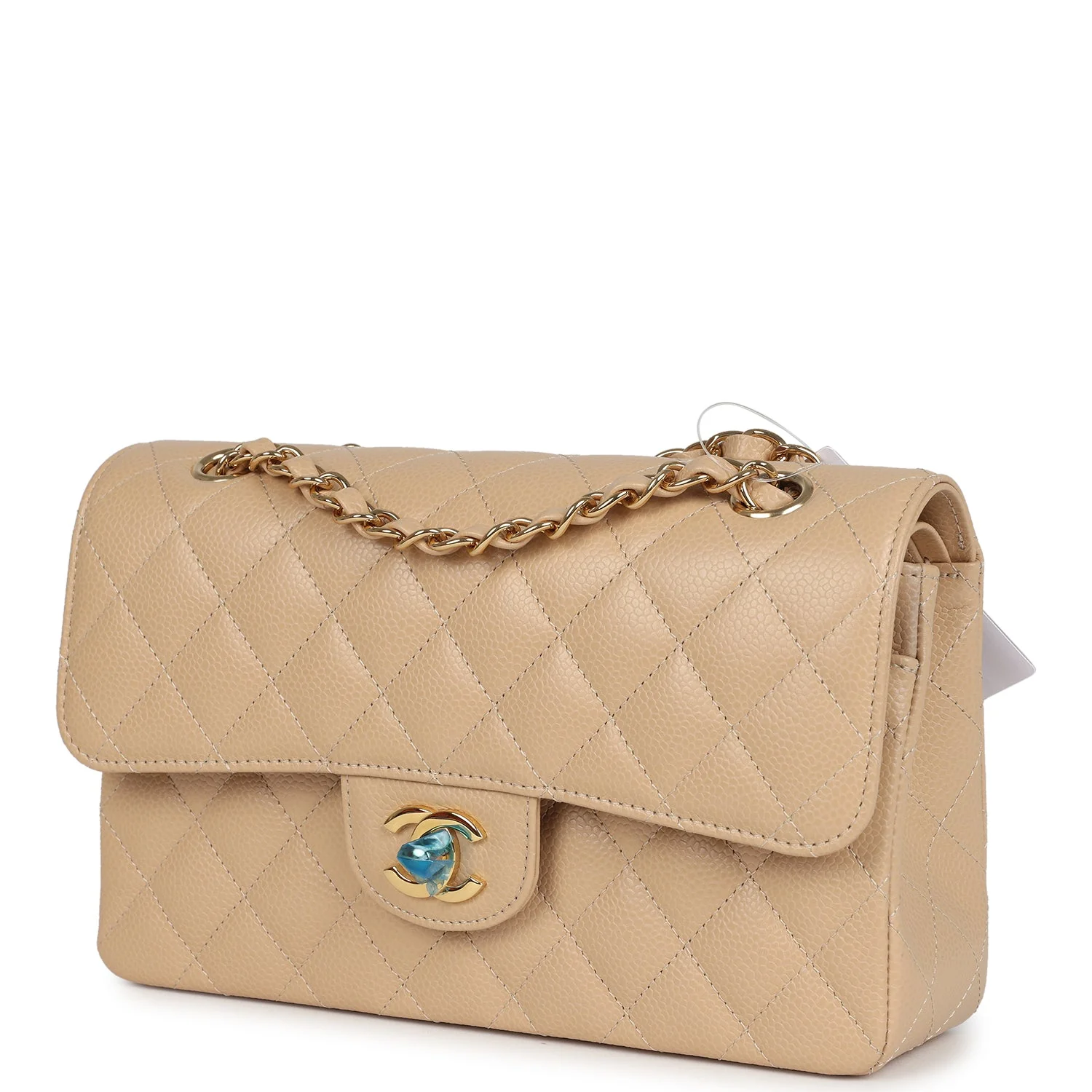 Chanel Small Classic Double Flap Bag Beige Caviar Gold Hardware