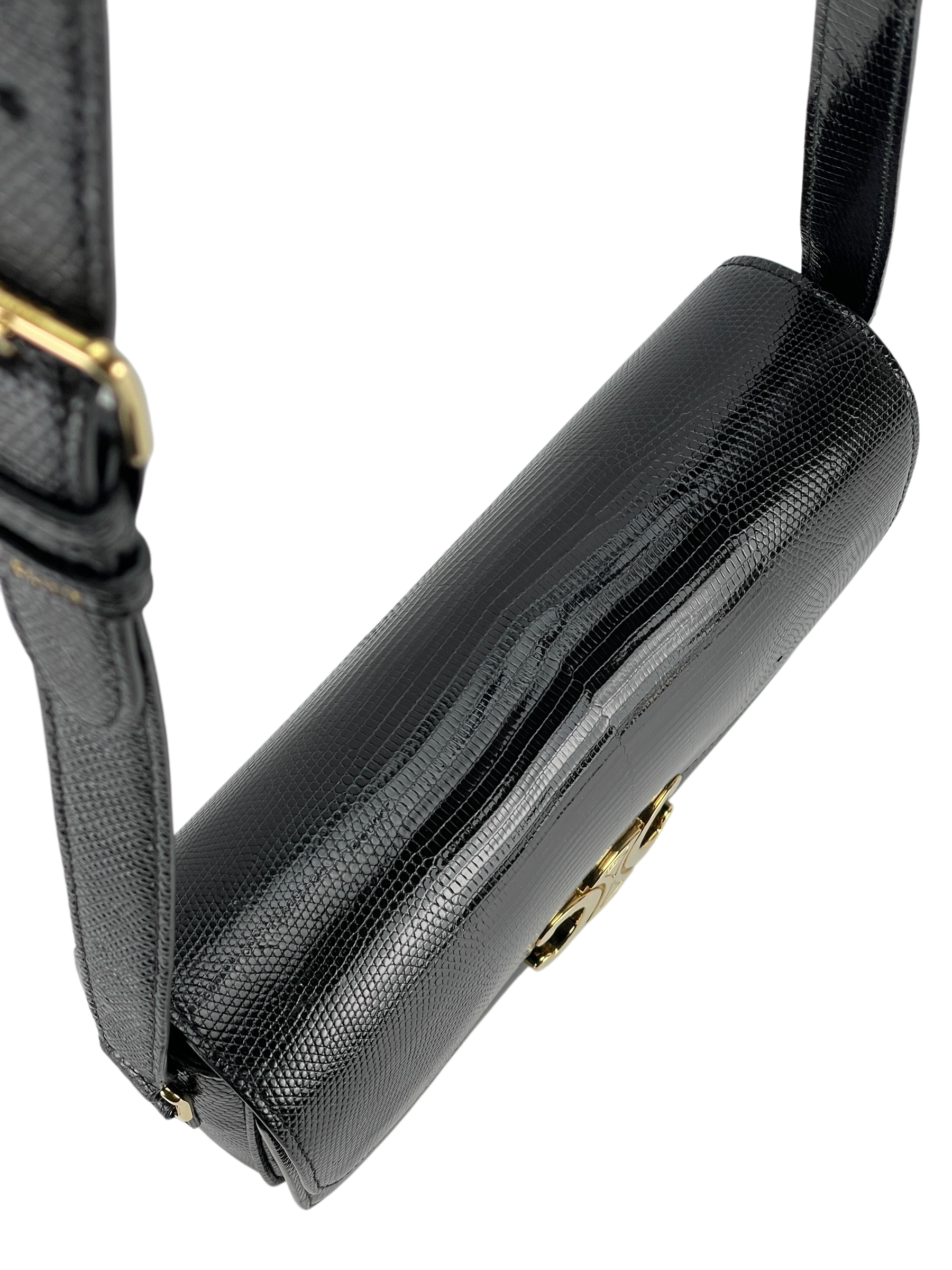 CELINE - Lizard Medium Triomphe Black