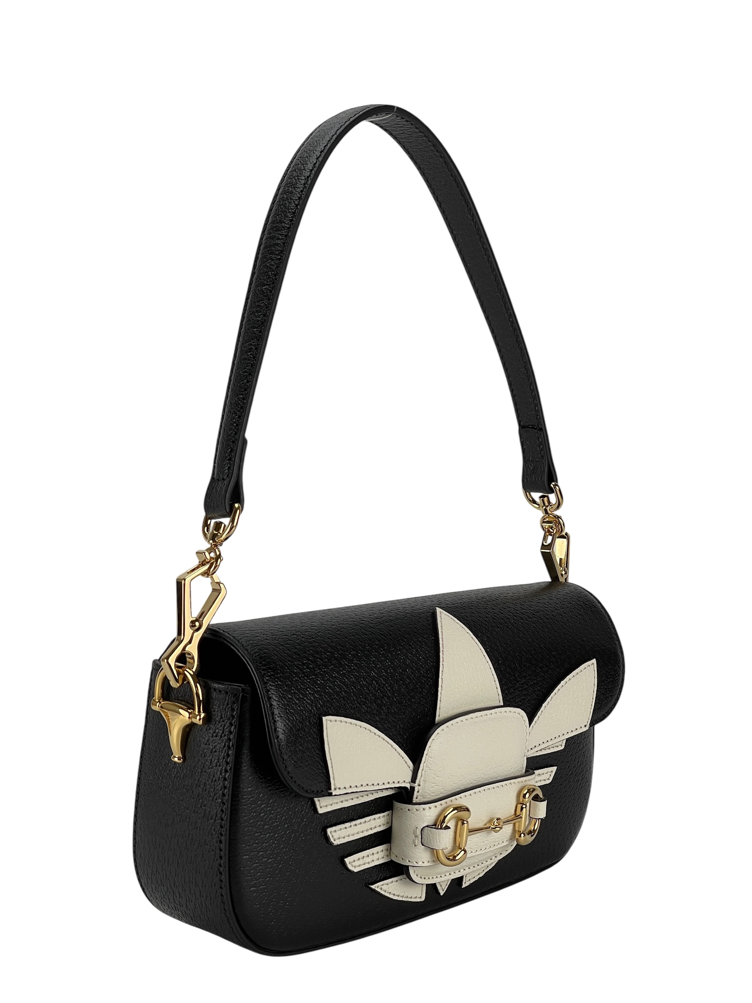 GUCCI - Gucci x Adidas Horsebit 1955 Shoulder Bag Black White Calfskin