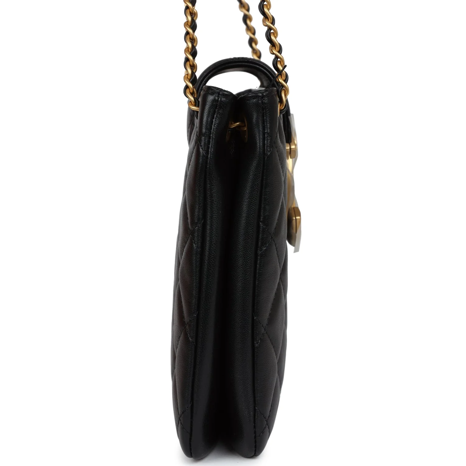 Chanel Small CC Shoulder Bag Black Lambskin Antique Gold Hardware