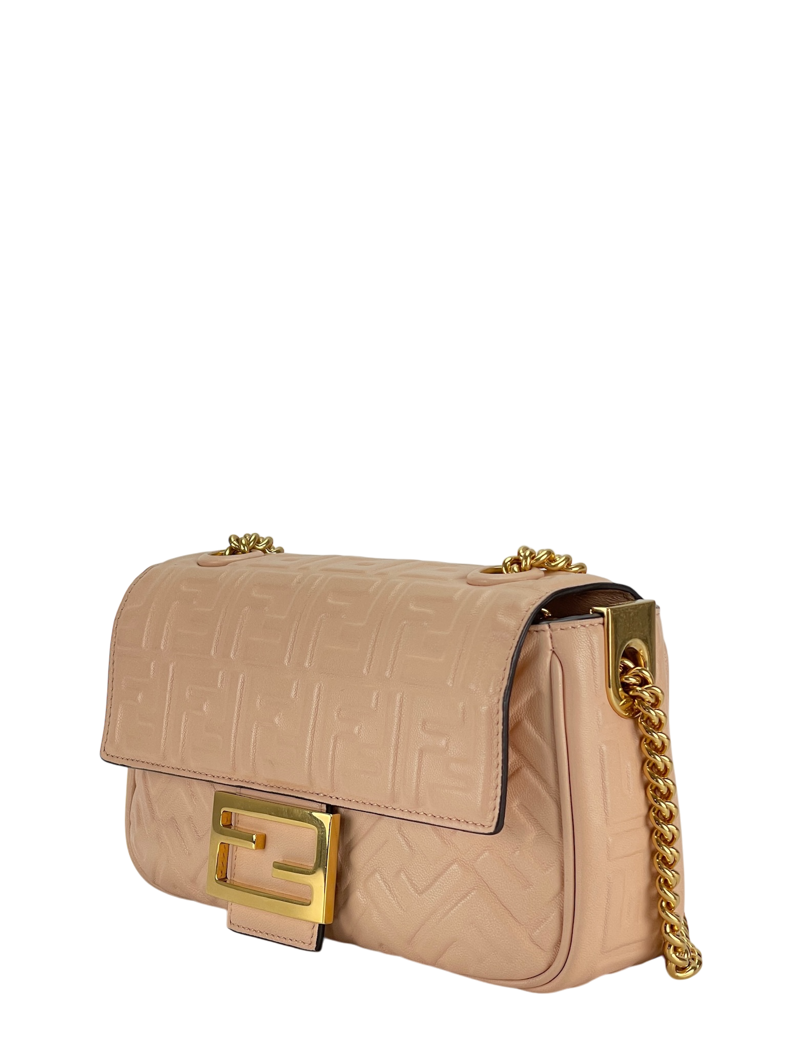 FENDI - Pink Lamskin Baguette Chain Midi Nappa Small Embossed