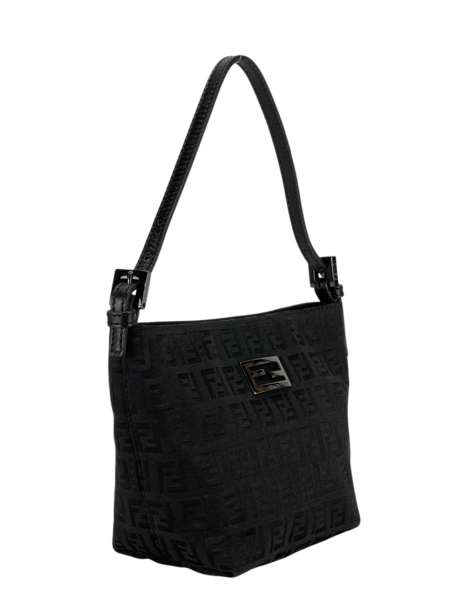 FENDI - Black Zucca Canvas Shoulder Bag