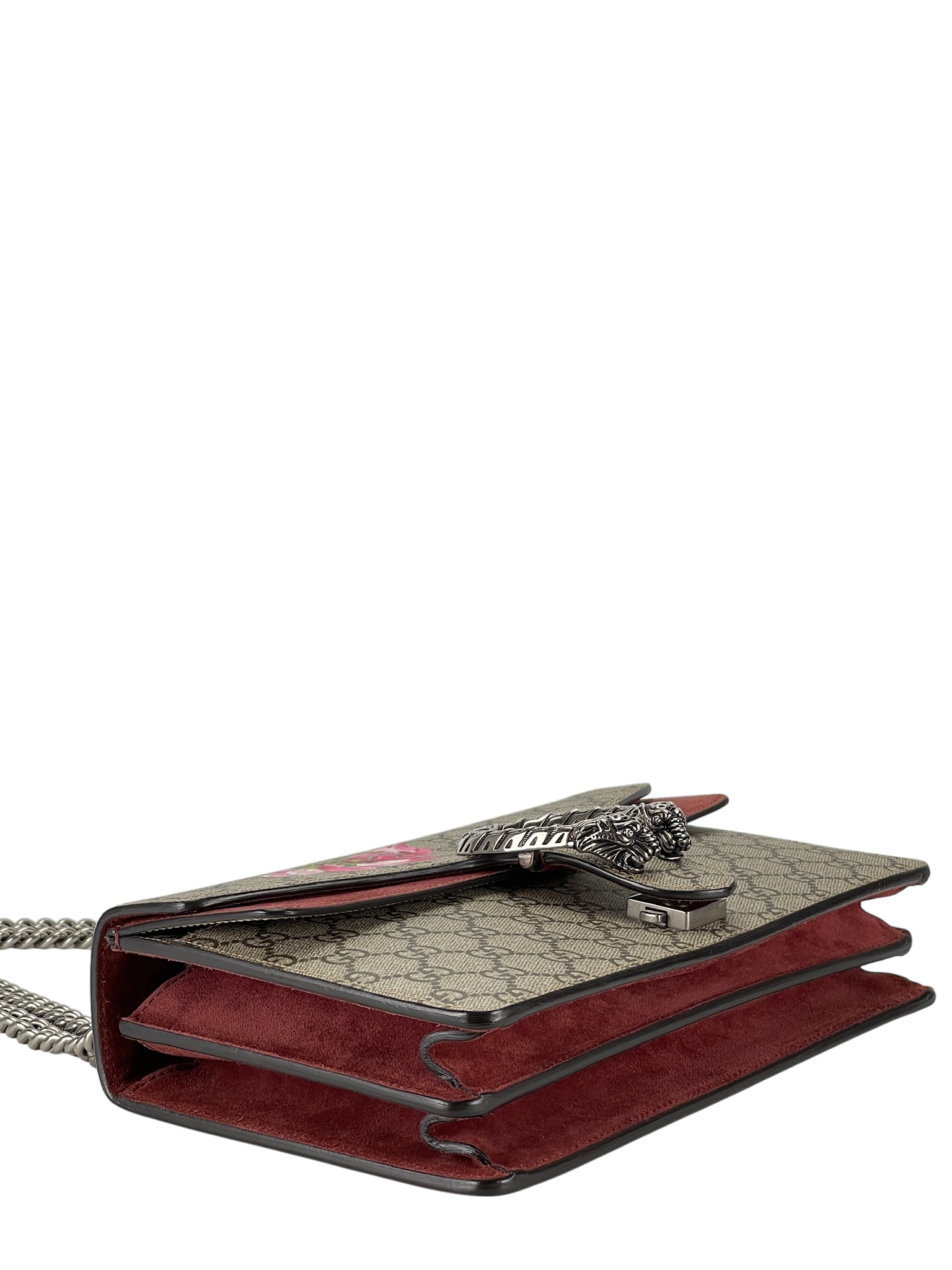 GUCCI - GG Supreme Canvas And Red Suede Blooms Dionysus Shoulder Bag