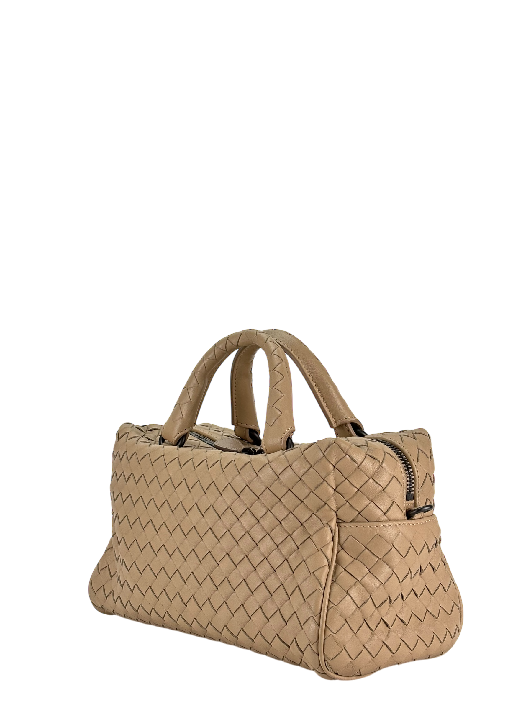 BOTTEGA VENETA - Beige Veneta Intrecciato Leather Boston Bag