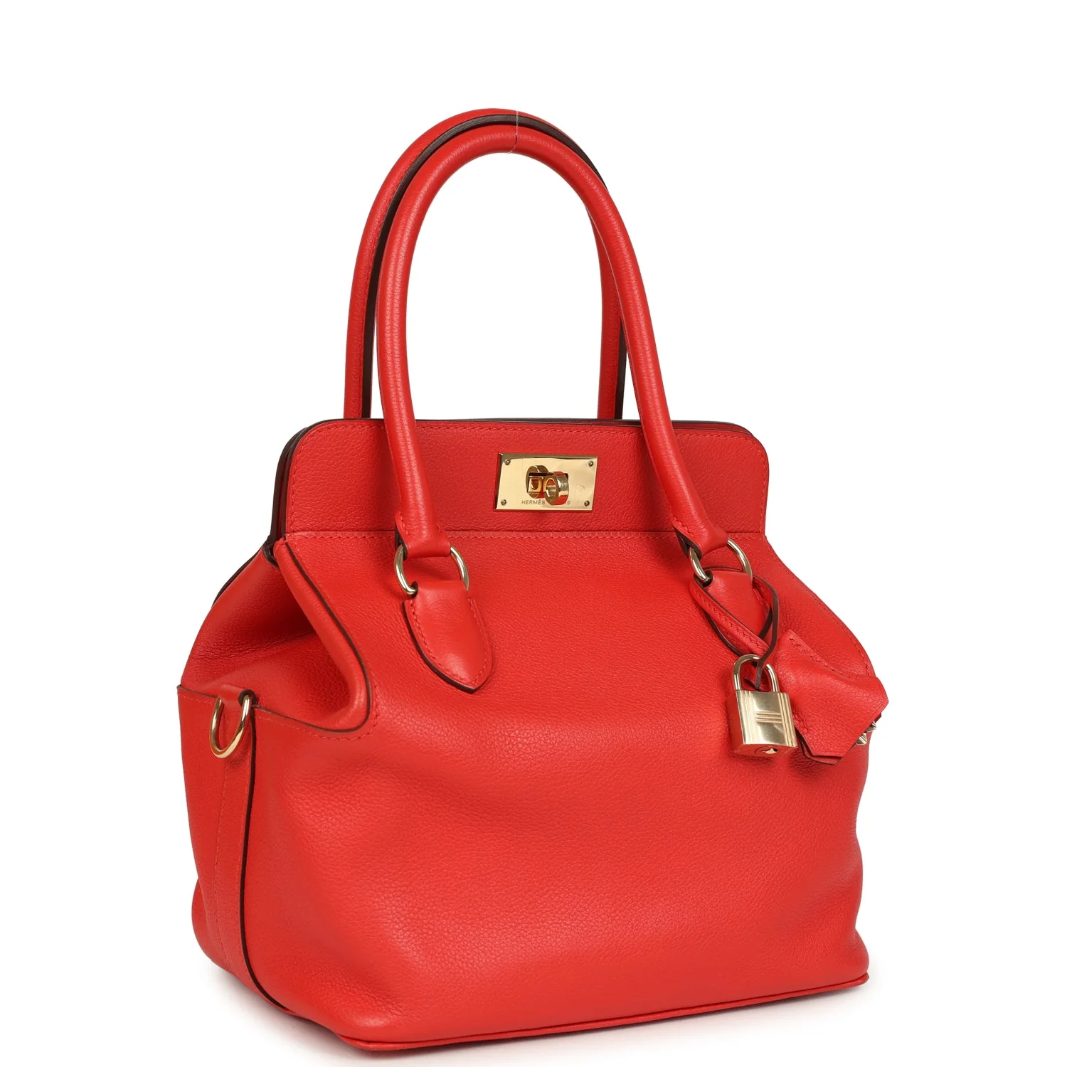 Pre-owned Hermes Sac Toolbox 20 Rouge Tomate Evercolor Gold Hardware