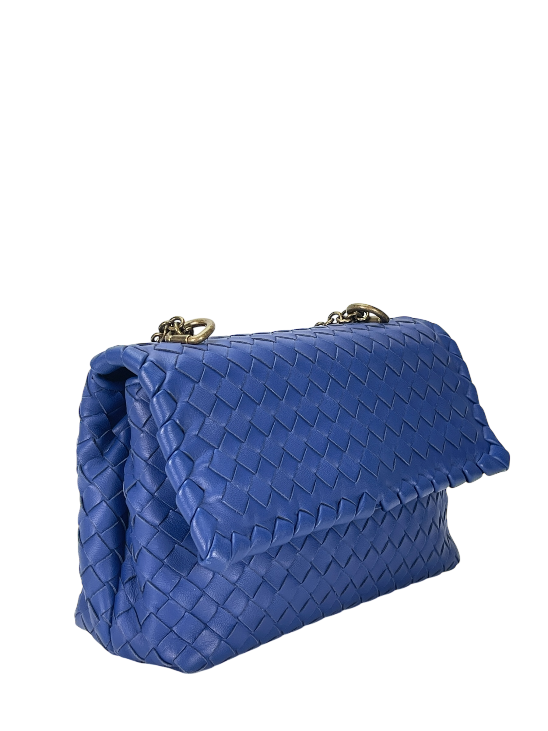 BOTTEGA VENETA - Blue Lambskin Olympia Flap Chain Shoulder Bag