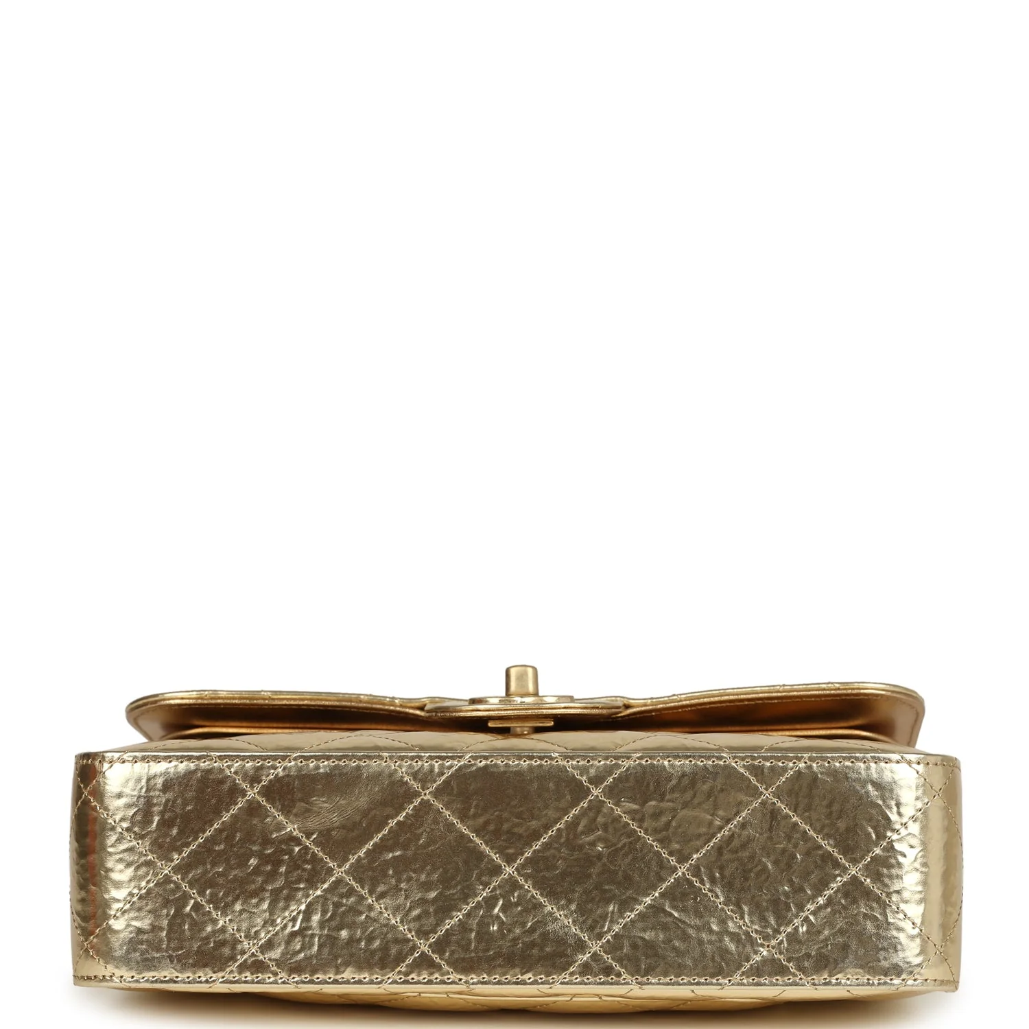 Chanel Small Classic Double Flap Gold Hammered Metallic Calfskin Brushed Gold Hardware