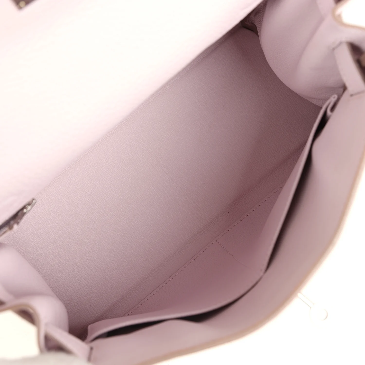 Pre-owned Hermes Kelly Retourne 28 Mauve Pale Clemence Palladium Hardware