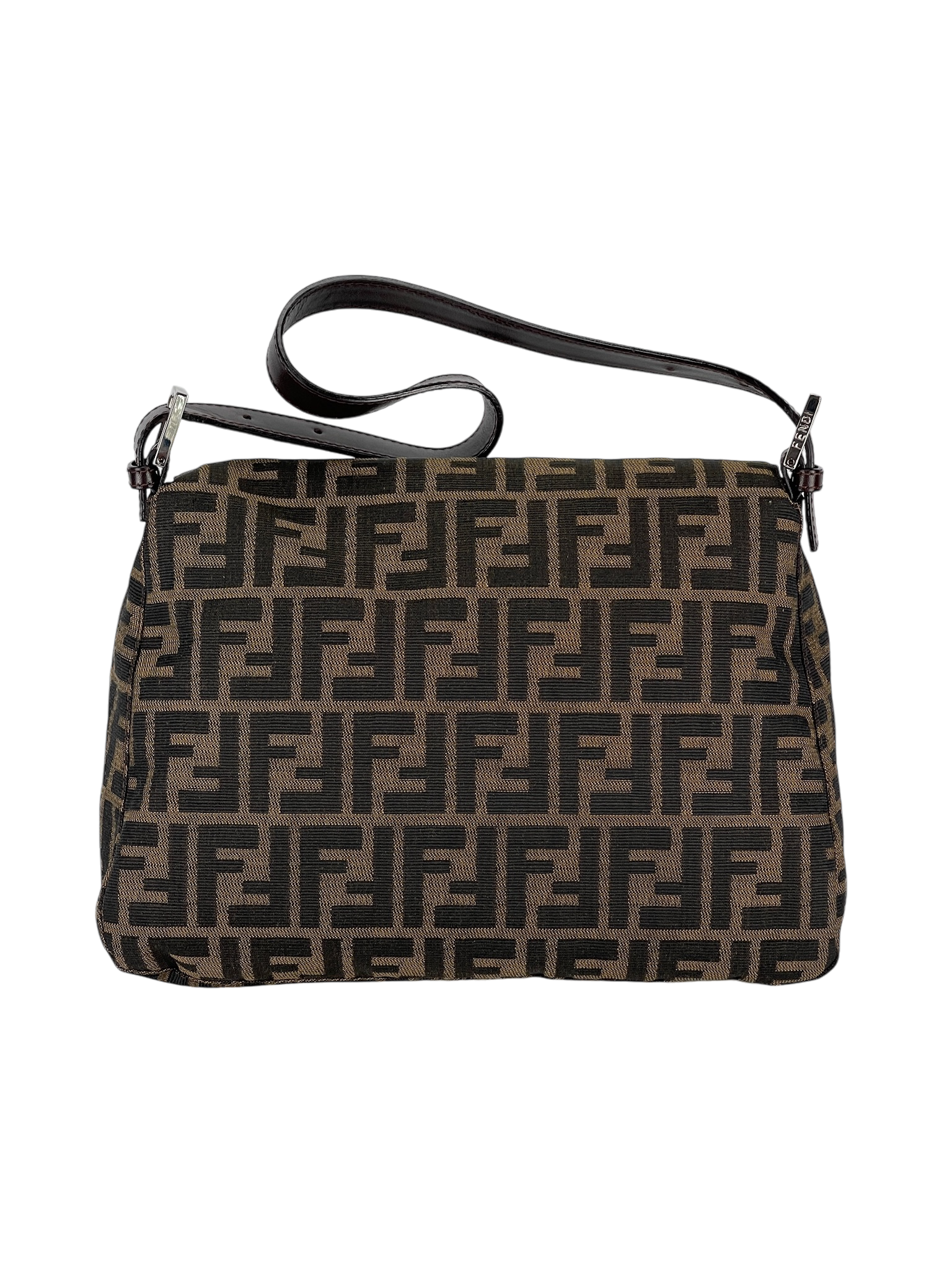 FENDI - Brown Zucca Mamma Baguette Handbag Silver Hardware