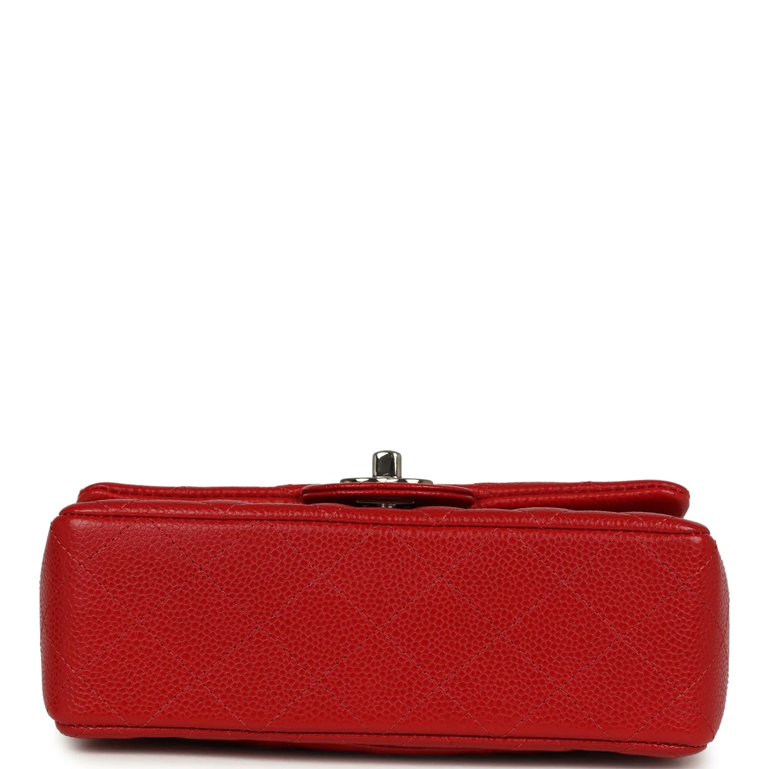 Pre-owned Chanel Mini Rectangular Flap Red Caviar Silver Hardware
