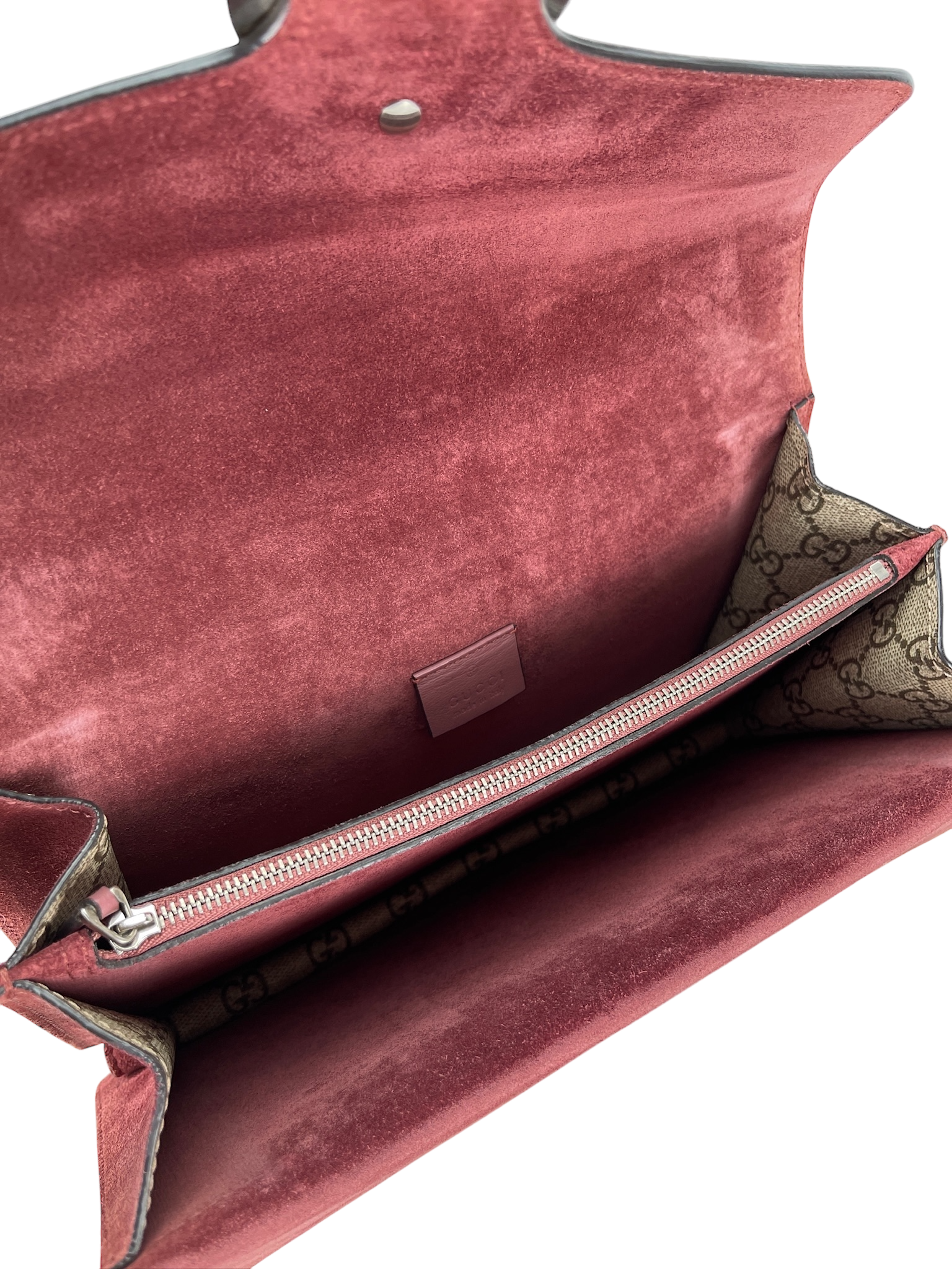 GUCCI - GG Supreme Canvas And Red Suede Blooms Dionysus Shoulder Bag