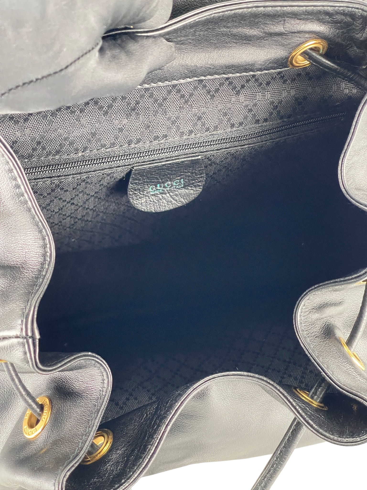 GUCCI - Black Bamboo Leather Backpack