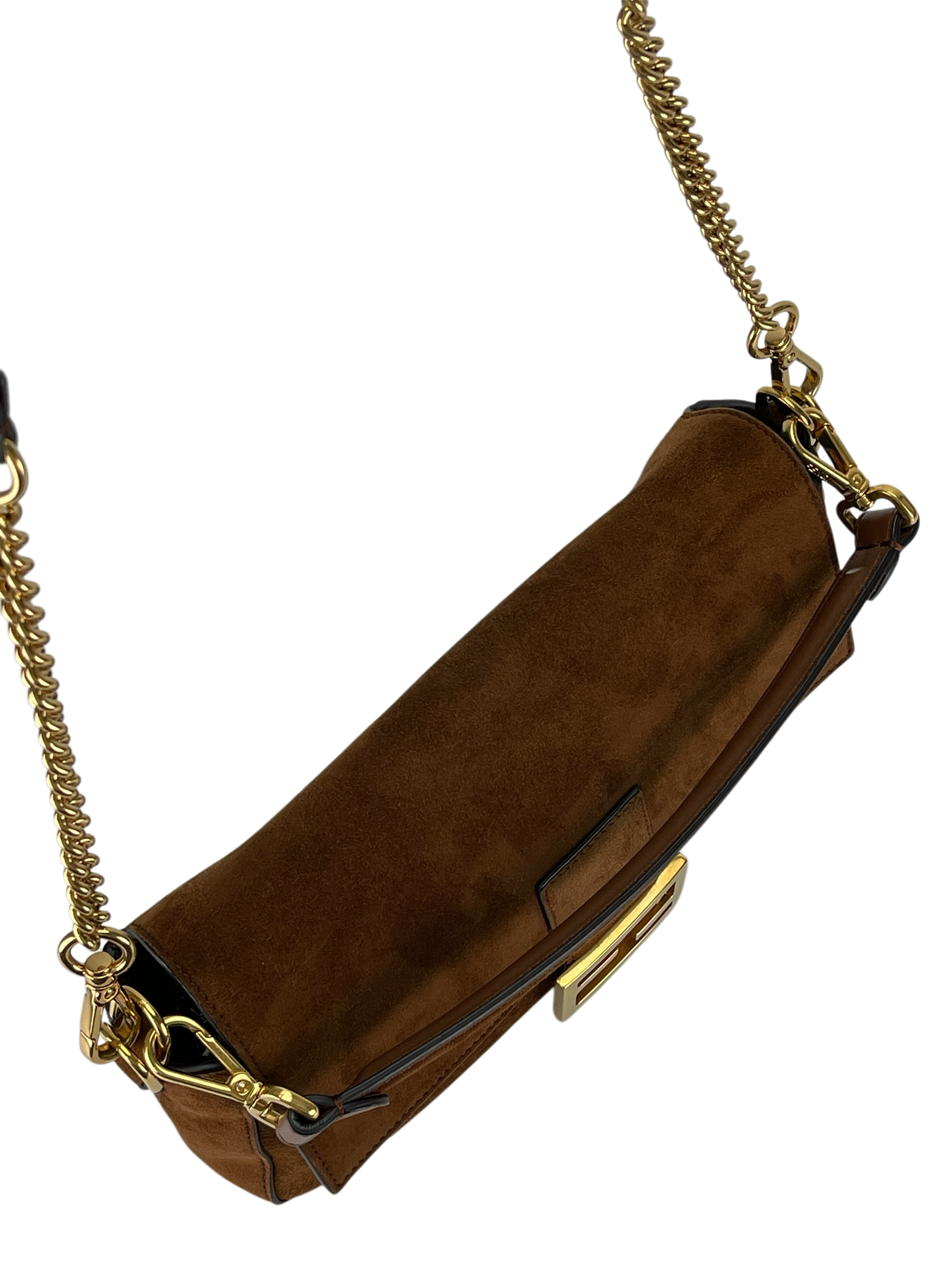 FENDI - Brown Suede Baguette Bag