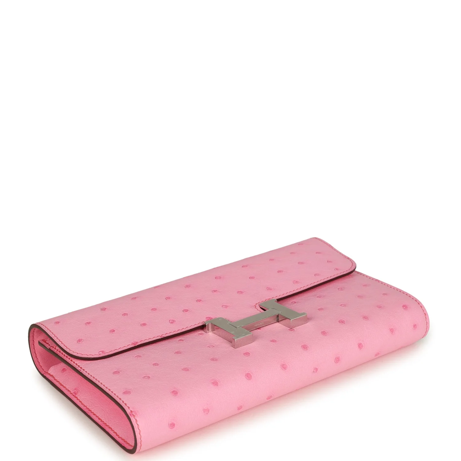 Hermes Constance To Go Wallet Bubblegum Ostrich Palladium Hardware