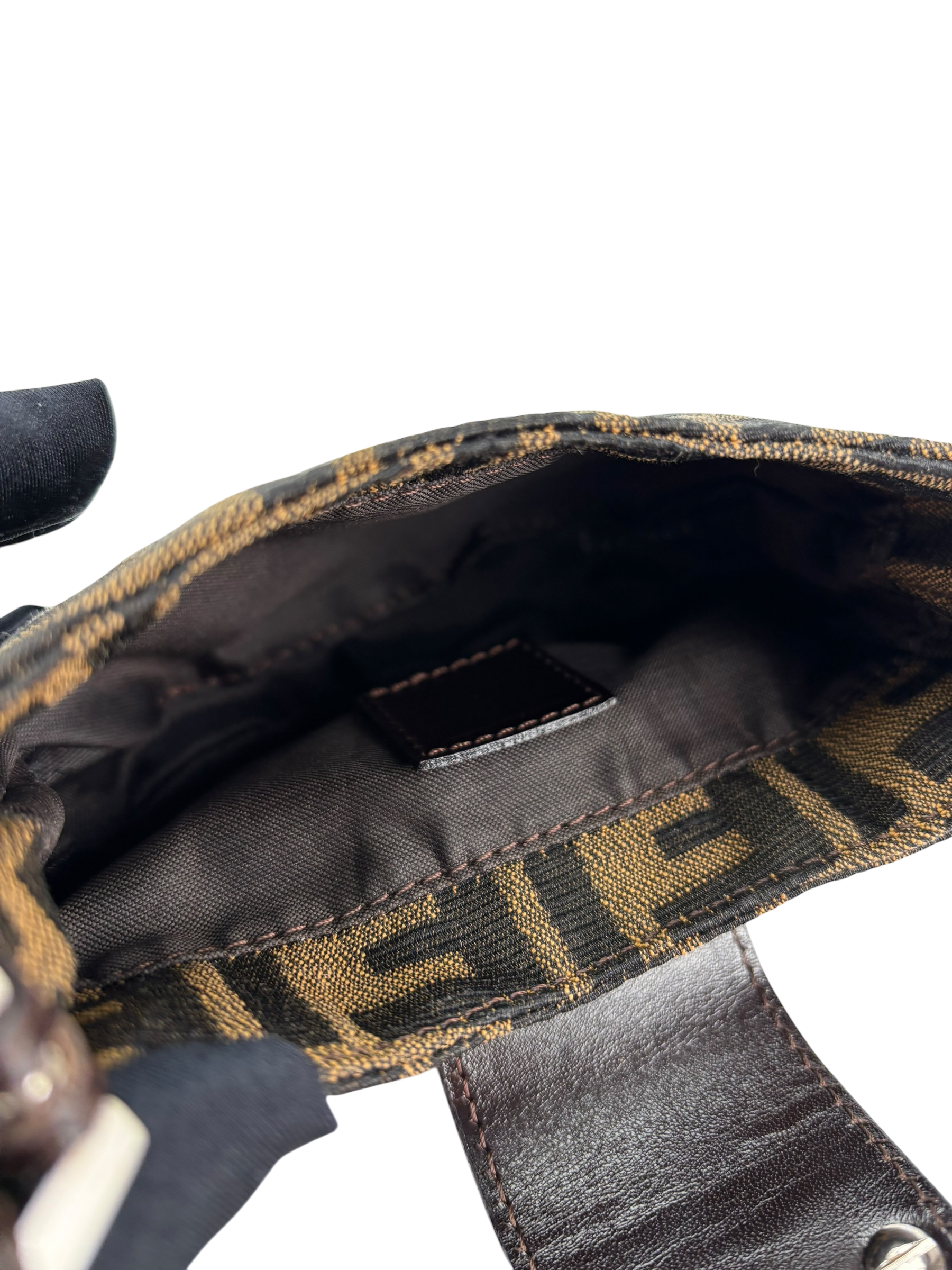 FENDI - Zucca Canvas Mini Croissant Handbag Black Brown