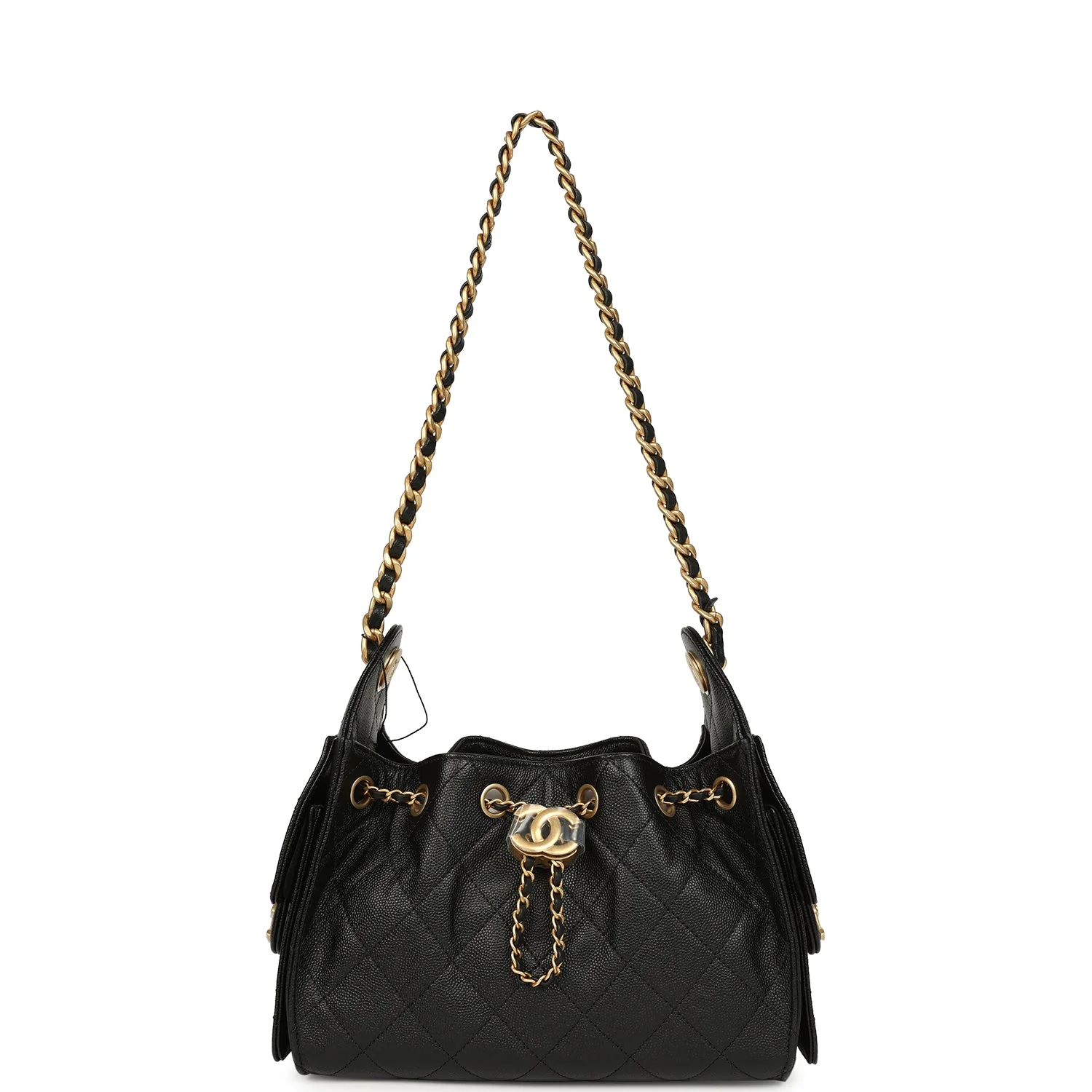 Chanel Mini 25 Hobo Bag Black Caviar Antique Gold Hardware