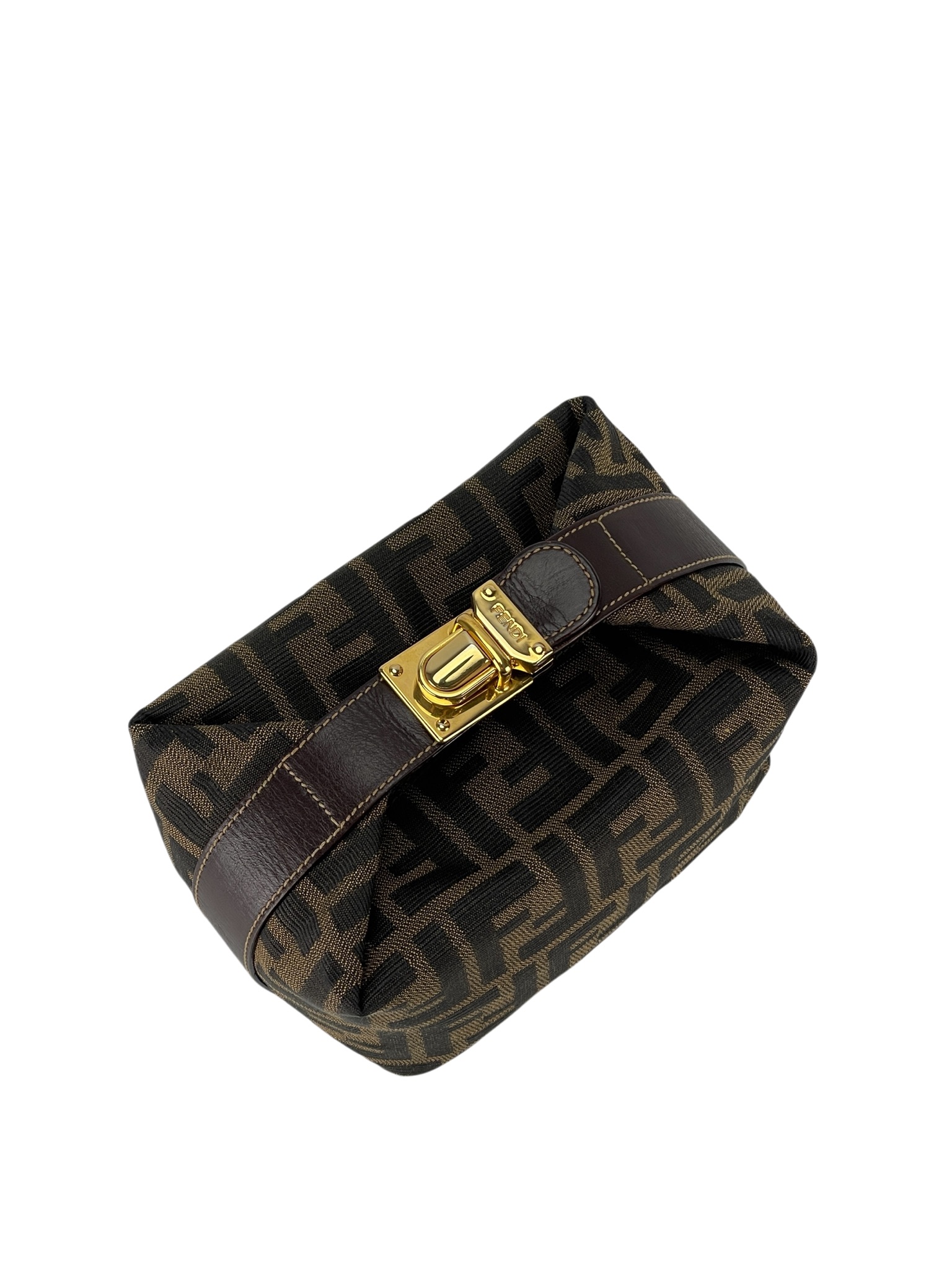 FENDI - Zucca Brown Jacquard Mini Vanity Pouch Bag