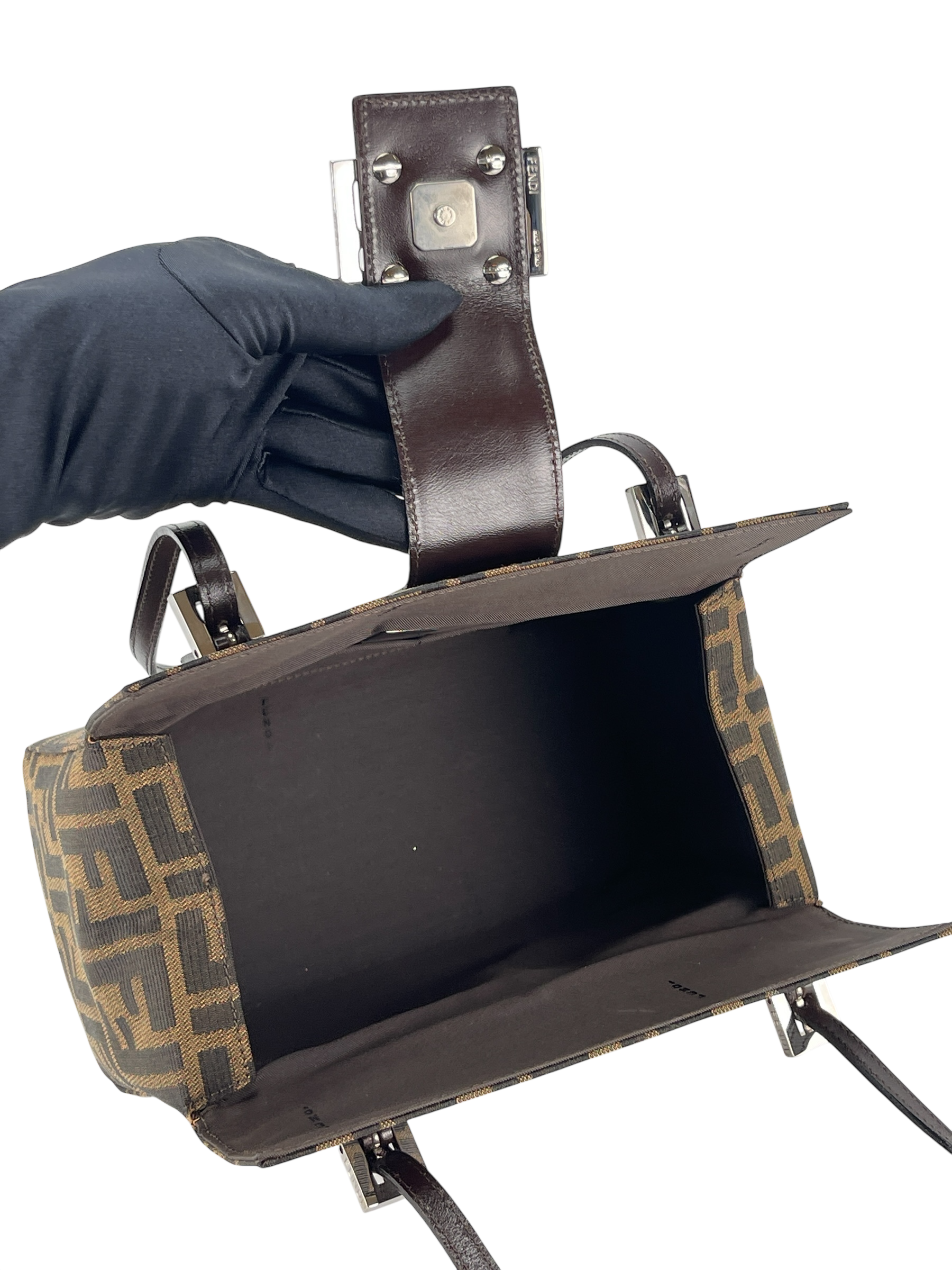 FENDI - Brown Canvas Zucca Pattern Handbag