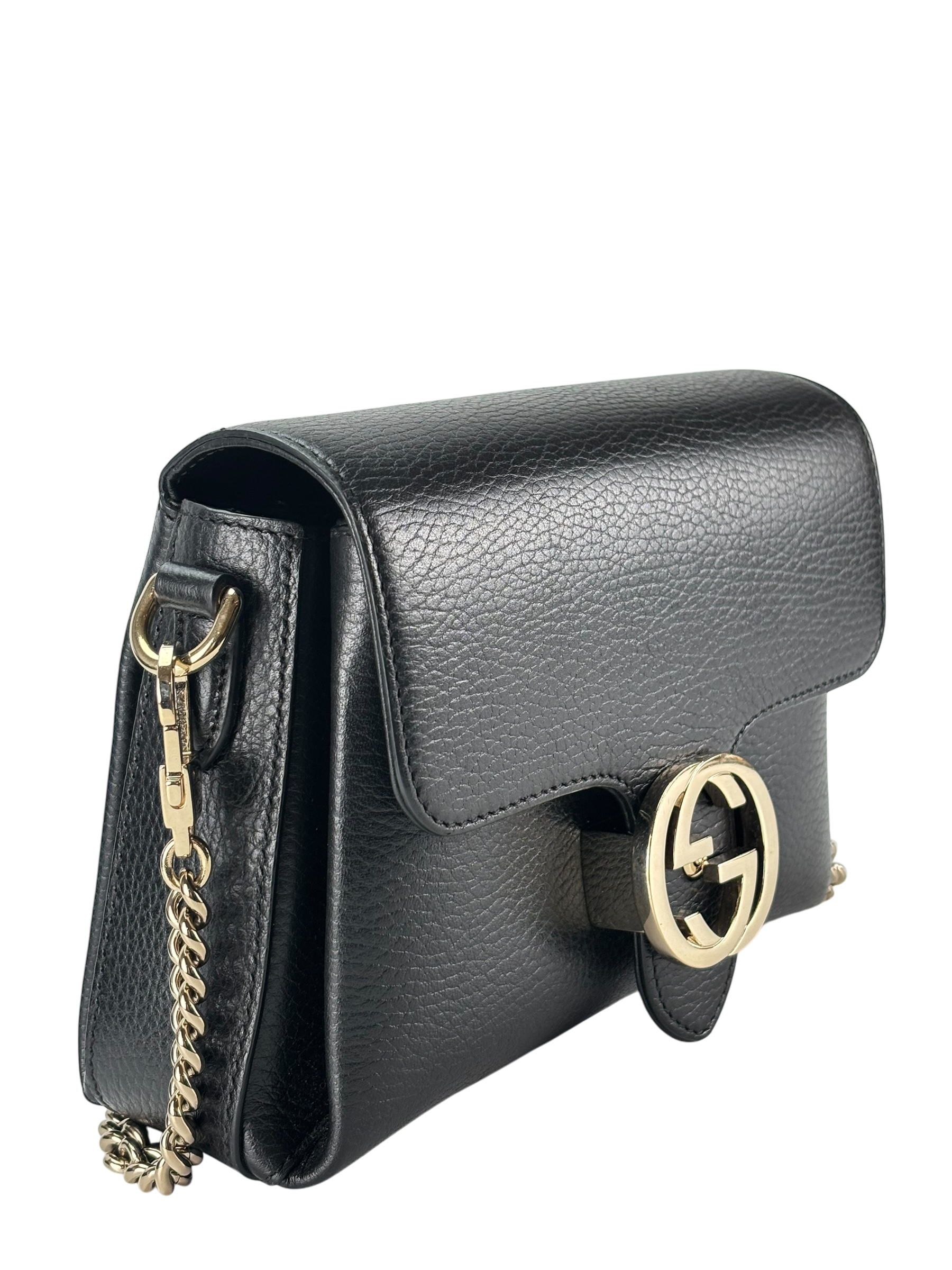 GUCCI - Black Interlocking G Chain Shoulder Bag