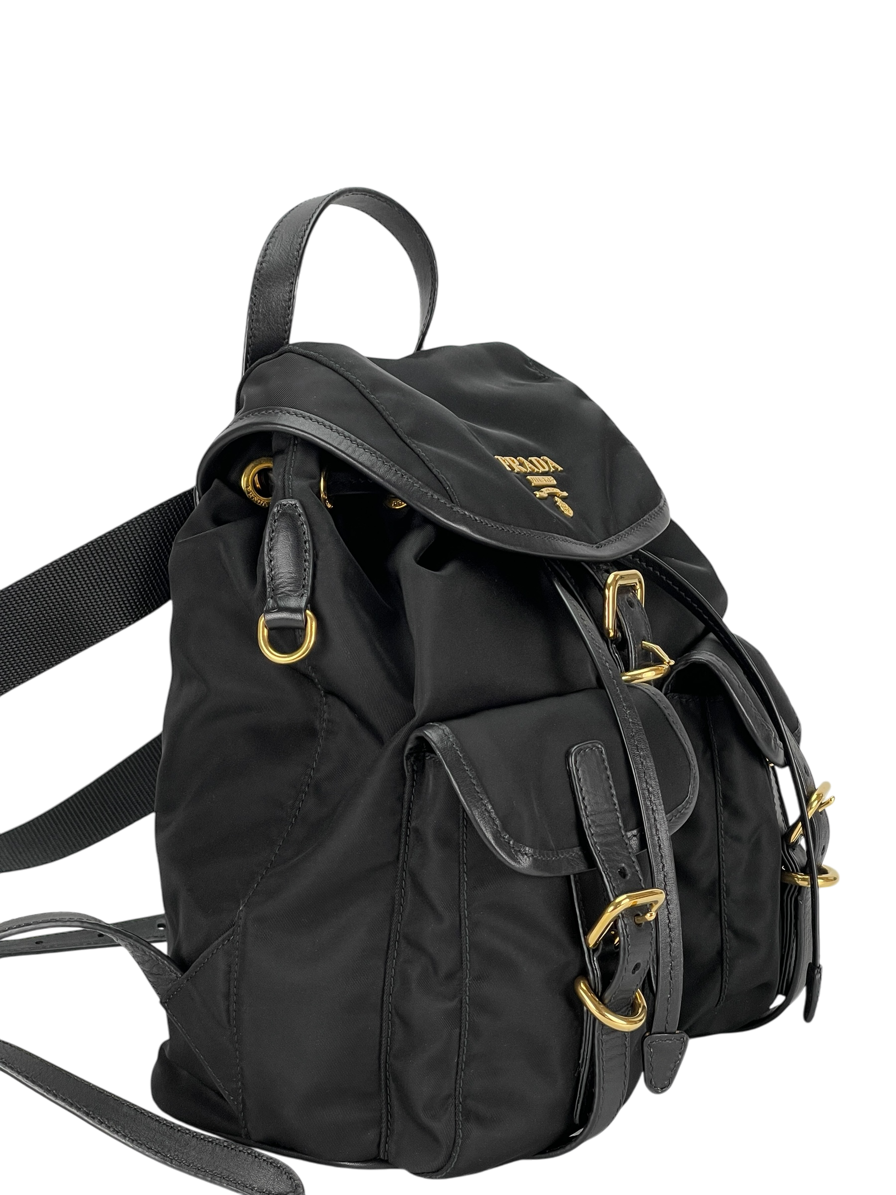 PRADA - Tessuto Nylon Soft Calfskin Small Backpack Black