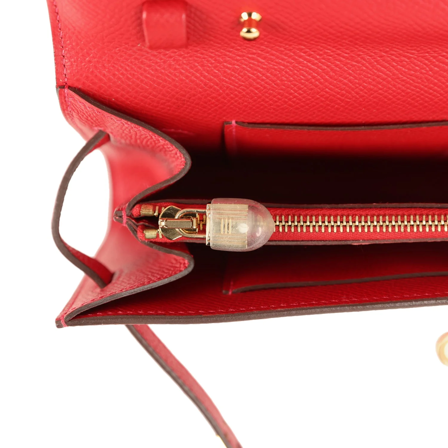 Hermes Kelly Wallet To Go Rouge Casaque Epsom Gold Hardware